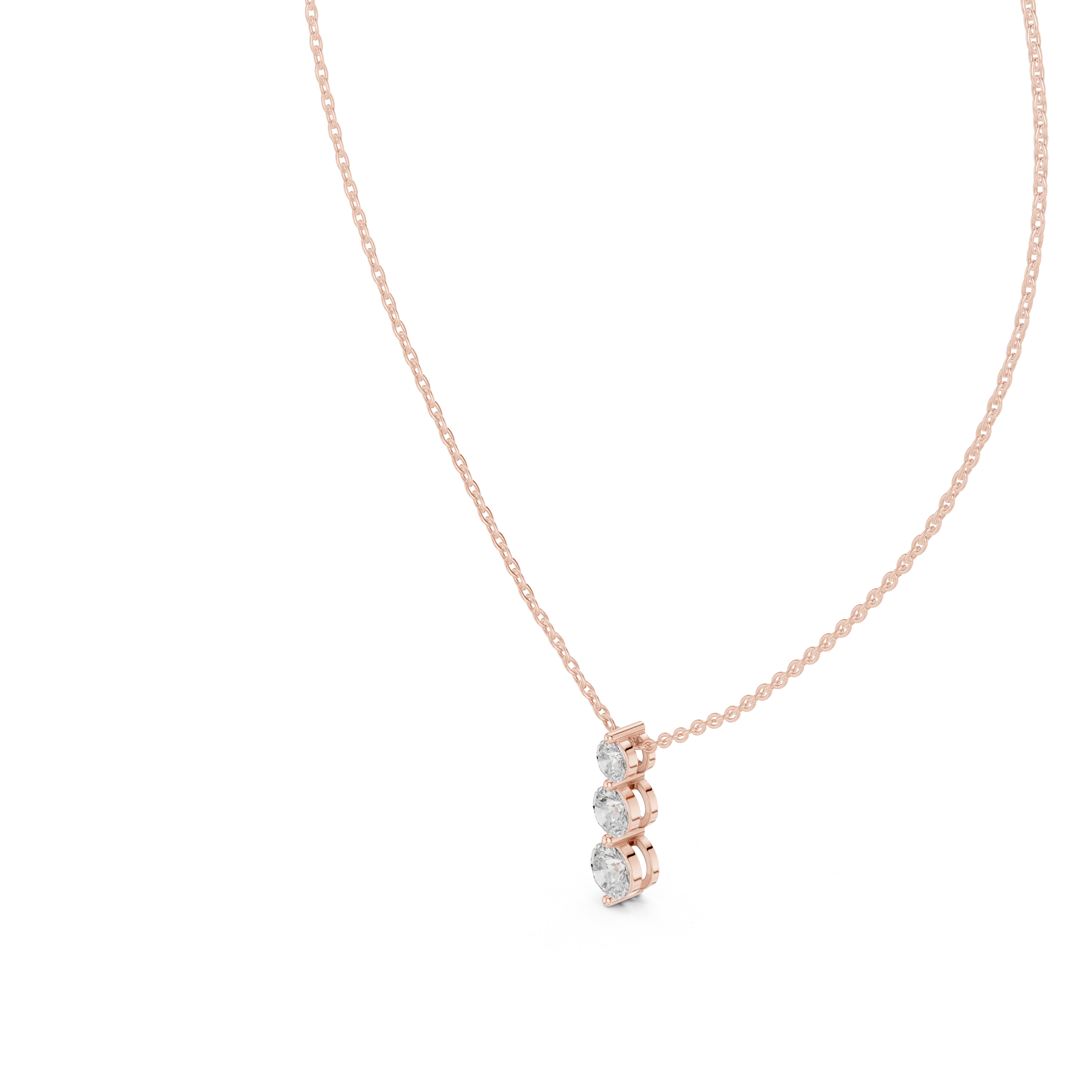 Elegant Trilogy Diamond Drop Necklace with Round Brilliant Stones