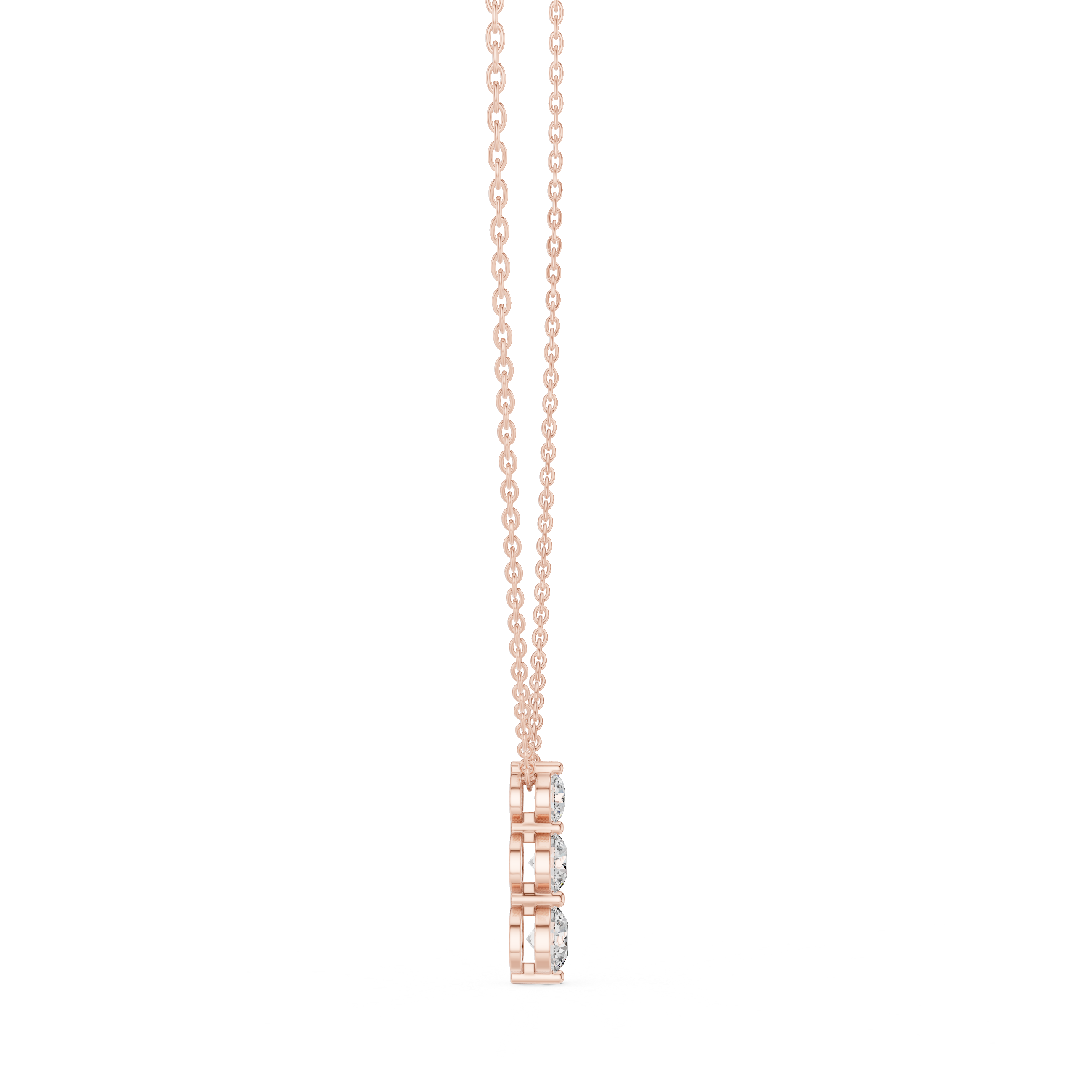 Elegant Trilogy Diamond Drop Necklace with Round Brilliant Stones