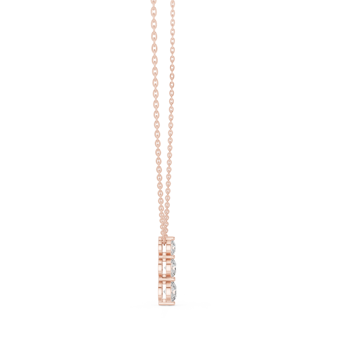 Elegant Trilogy Diamond Drop Necklace with Round Brilliant Stones