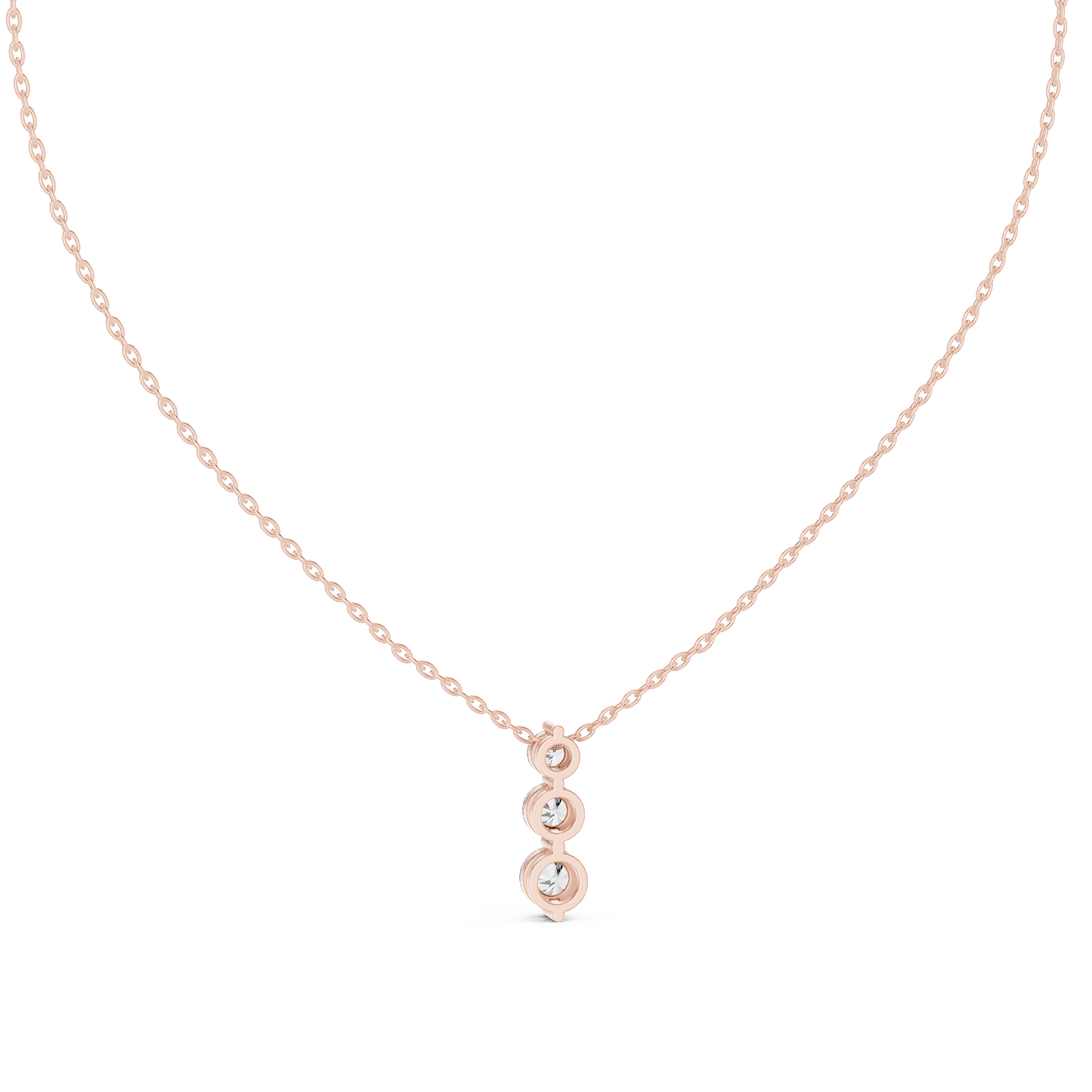 Elegant Trilogy Diamond Drop Necklace with Round Brilliant Stones