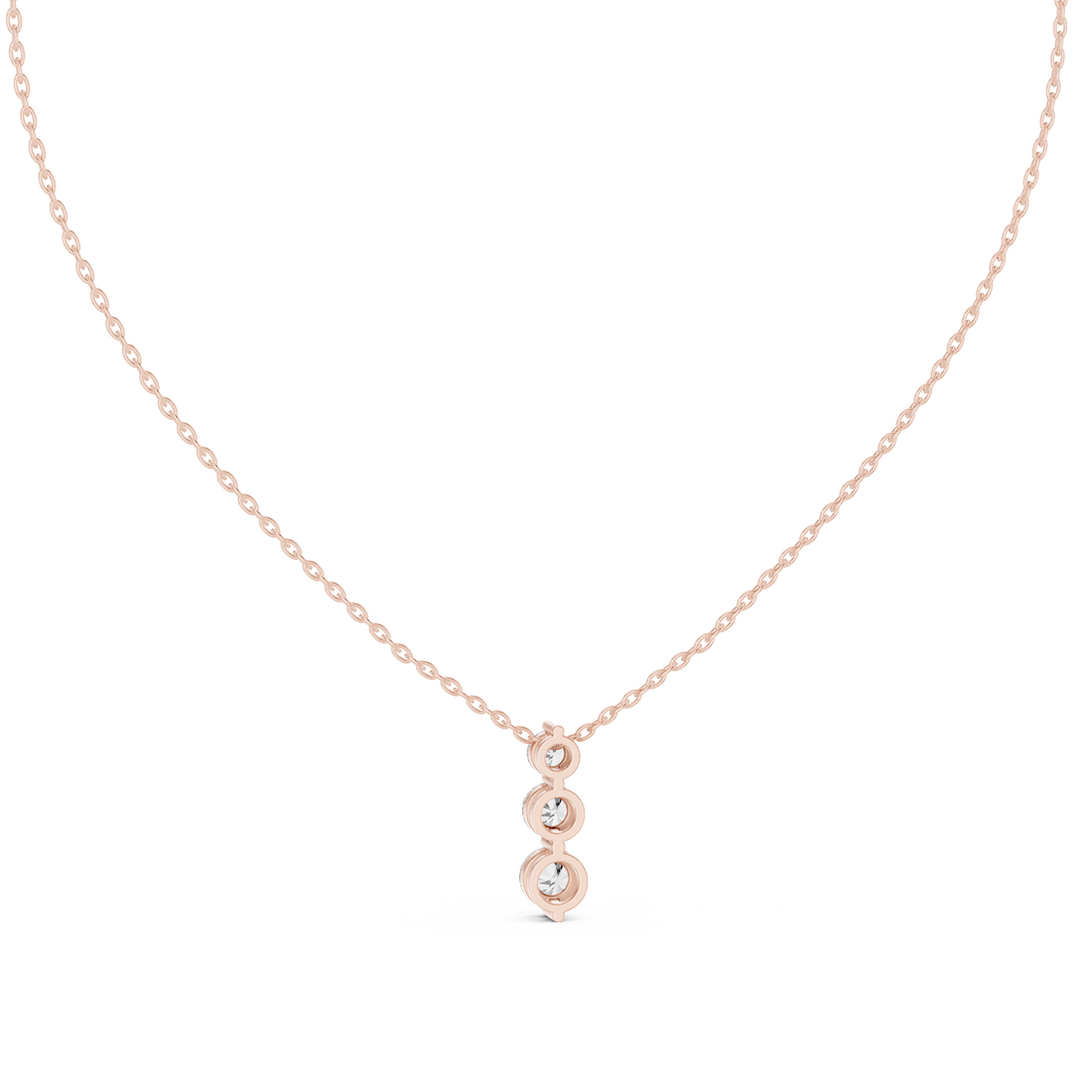 Elegant Trilogy Diamond Drop Necklace with Round Brilliant Stones