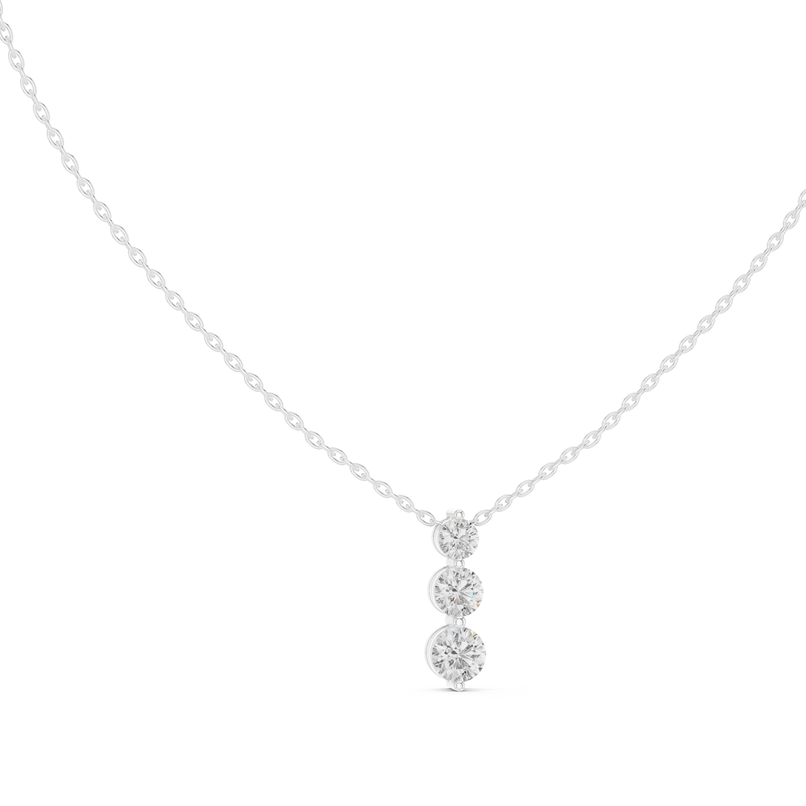 Elegant Trilogy Diamond Drop Necklace with Round Brilliant Stones