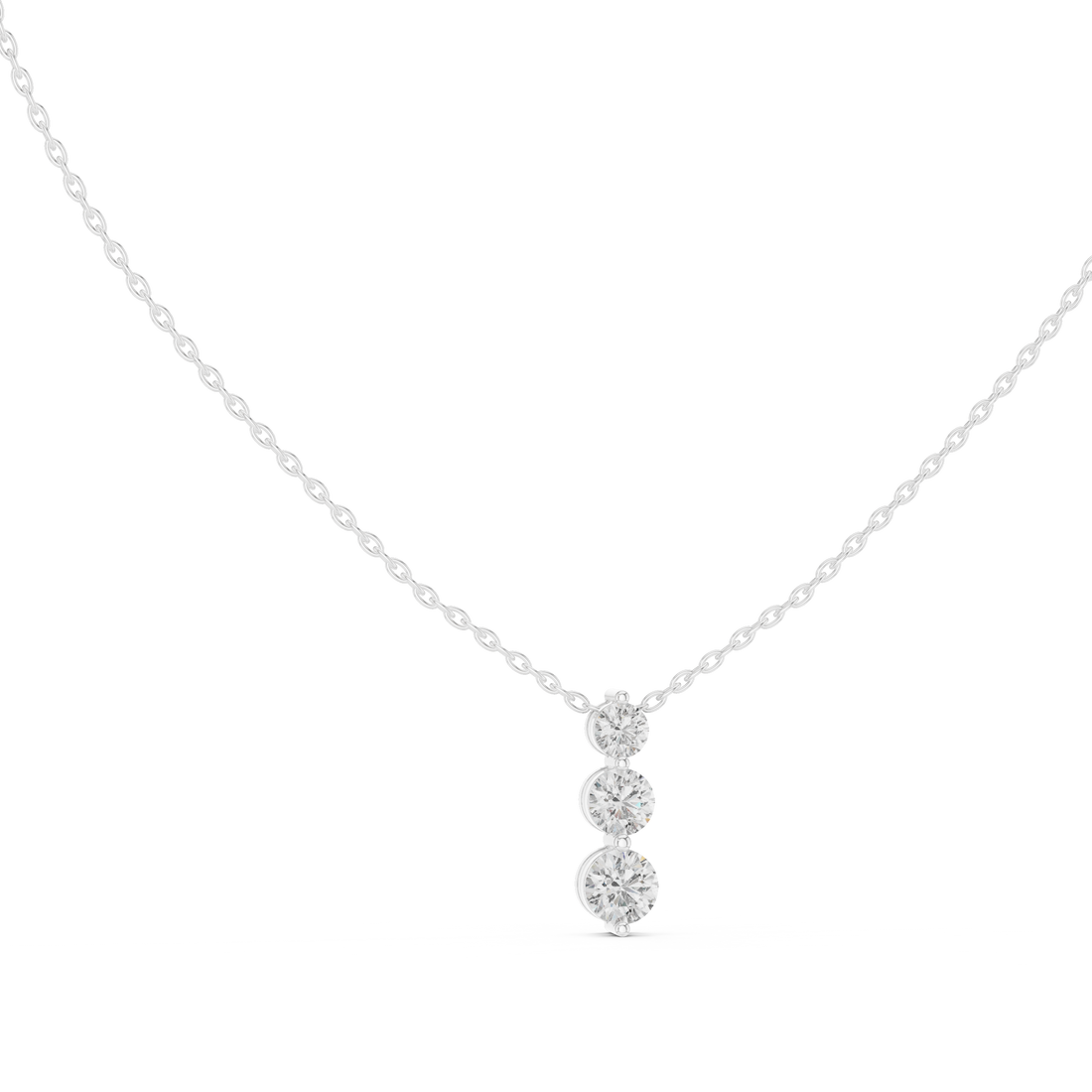 Elegant Trilogy Diamond Drop Necklace with Round Brilliant Stones