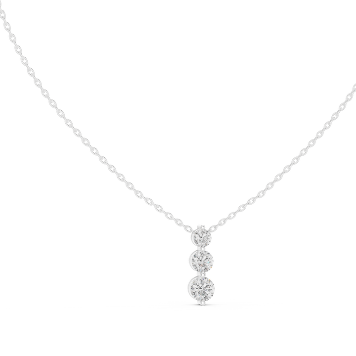 Elegant Trilogy Diamond Drop Necklace with Round Brilliant Stones