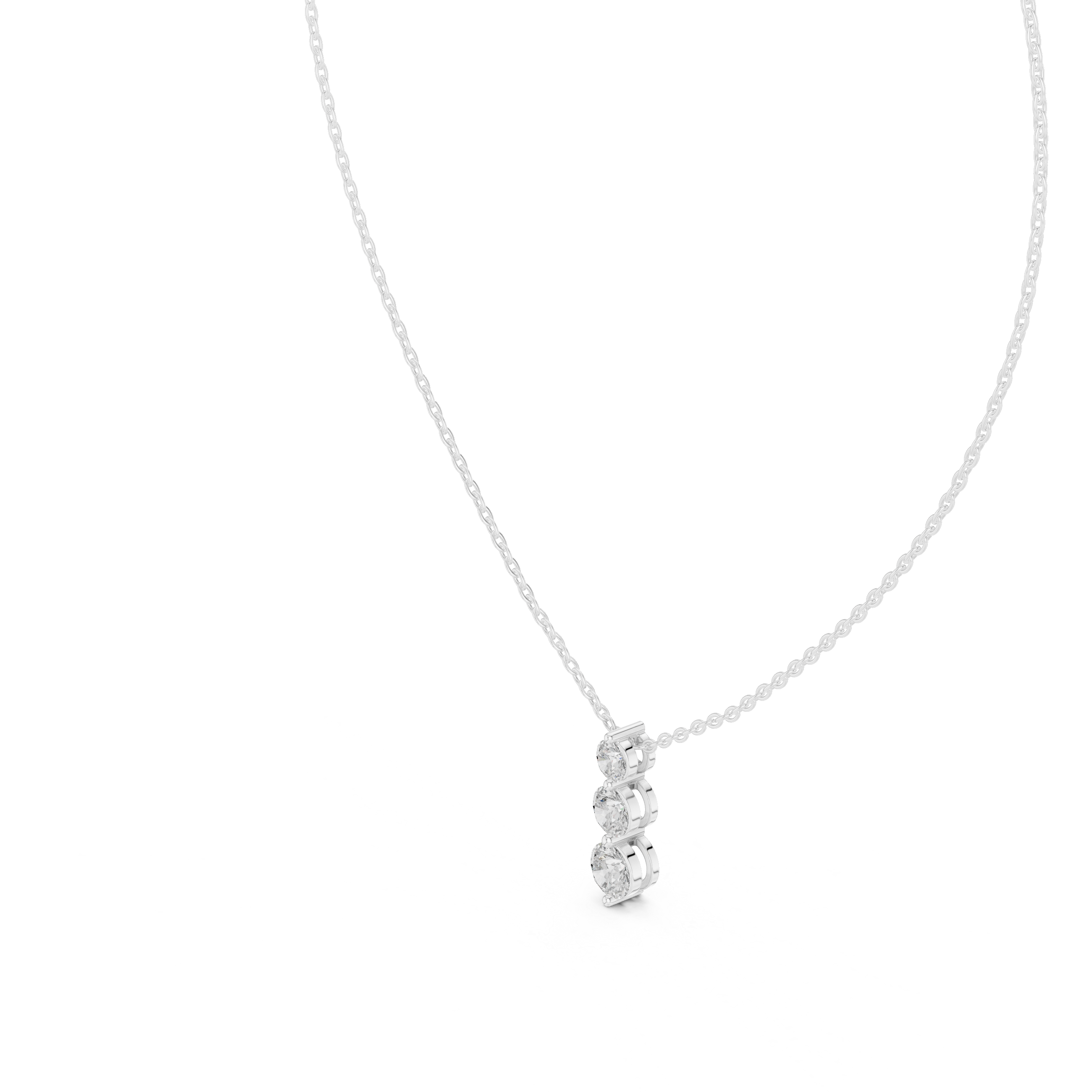 Elegant Trilogy Diamond Drop Necklace with Round Brilliant Stones