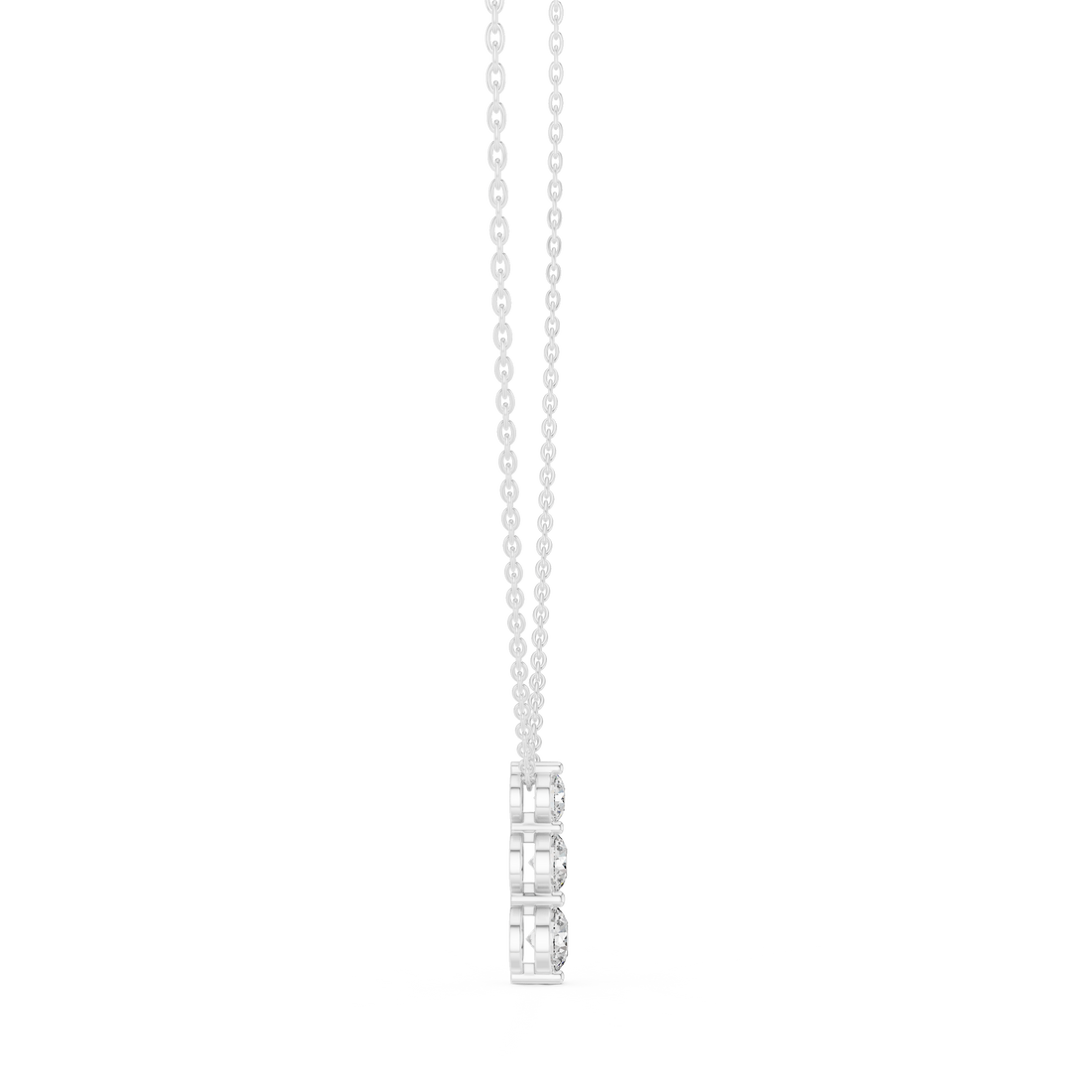 Elegant Trilogy Diamond Drop Necklace with Round Brilliant Stones