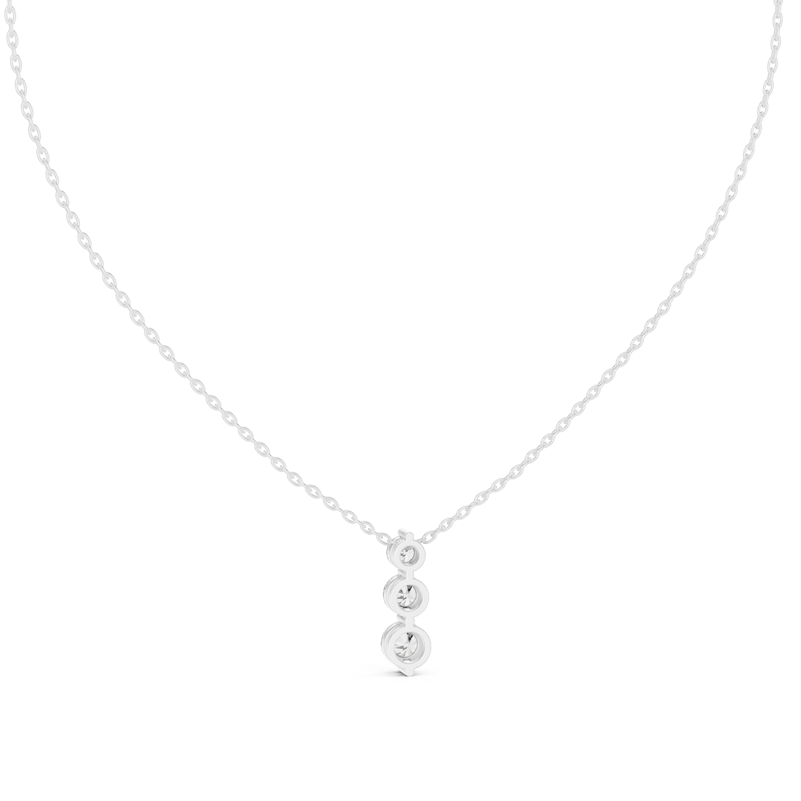 Elegant Trilogy Diamond Drop Necklace with Round Brilliant Stones