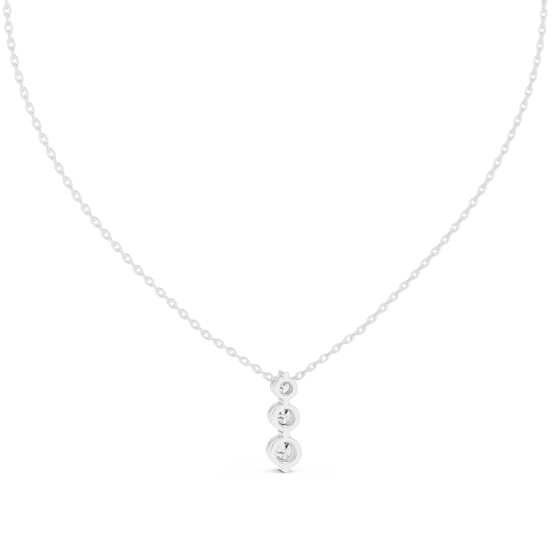 Elegant Trilogy Diamond Drop Necklace with Round Brilliant Stones