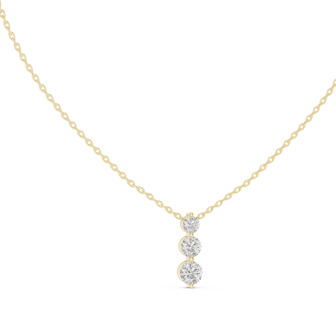 Elegant Trilogy Diamond Drop Necklace with Round Brilliant Stones
