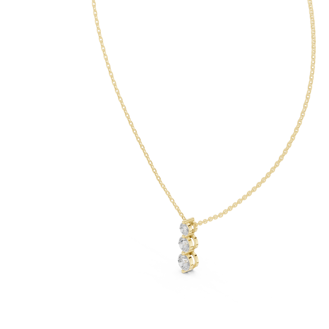 Elegant Trilogy Diamond Drop Necklace with Round Brilliant Stones