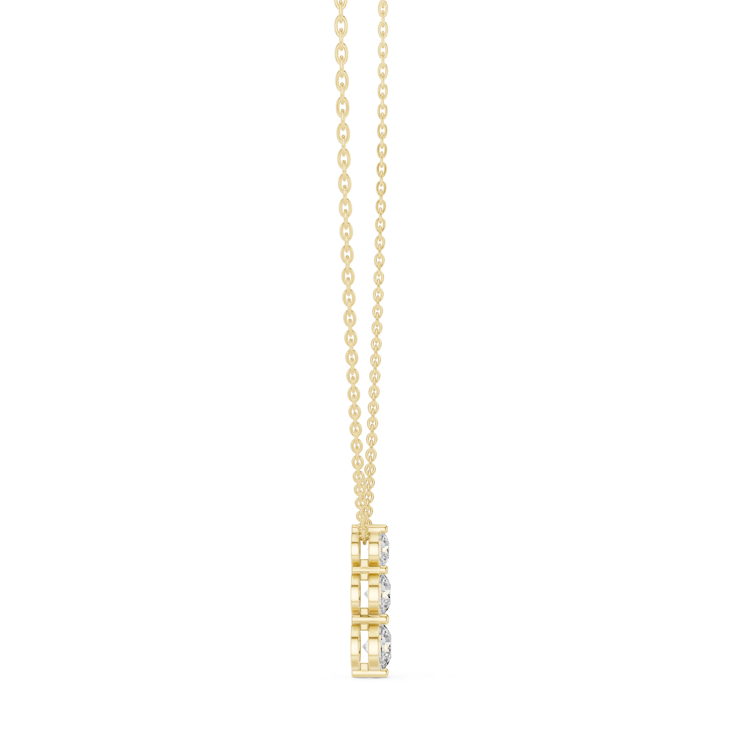 Elegant Trilogy Diamond Drop Necklace with Round Brilliant Stones