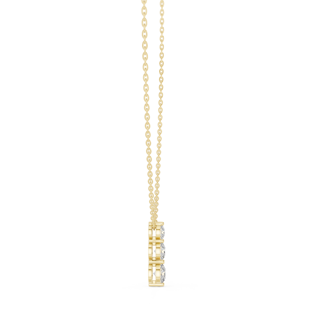 Elegant Trilogy Diamond Drop Necklace with Round Brilliant Stones