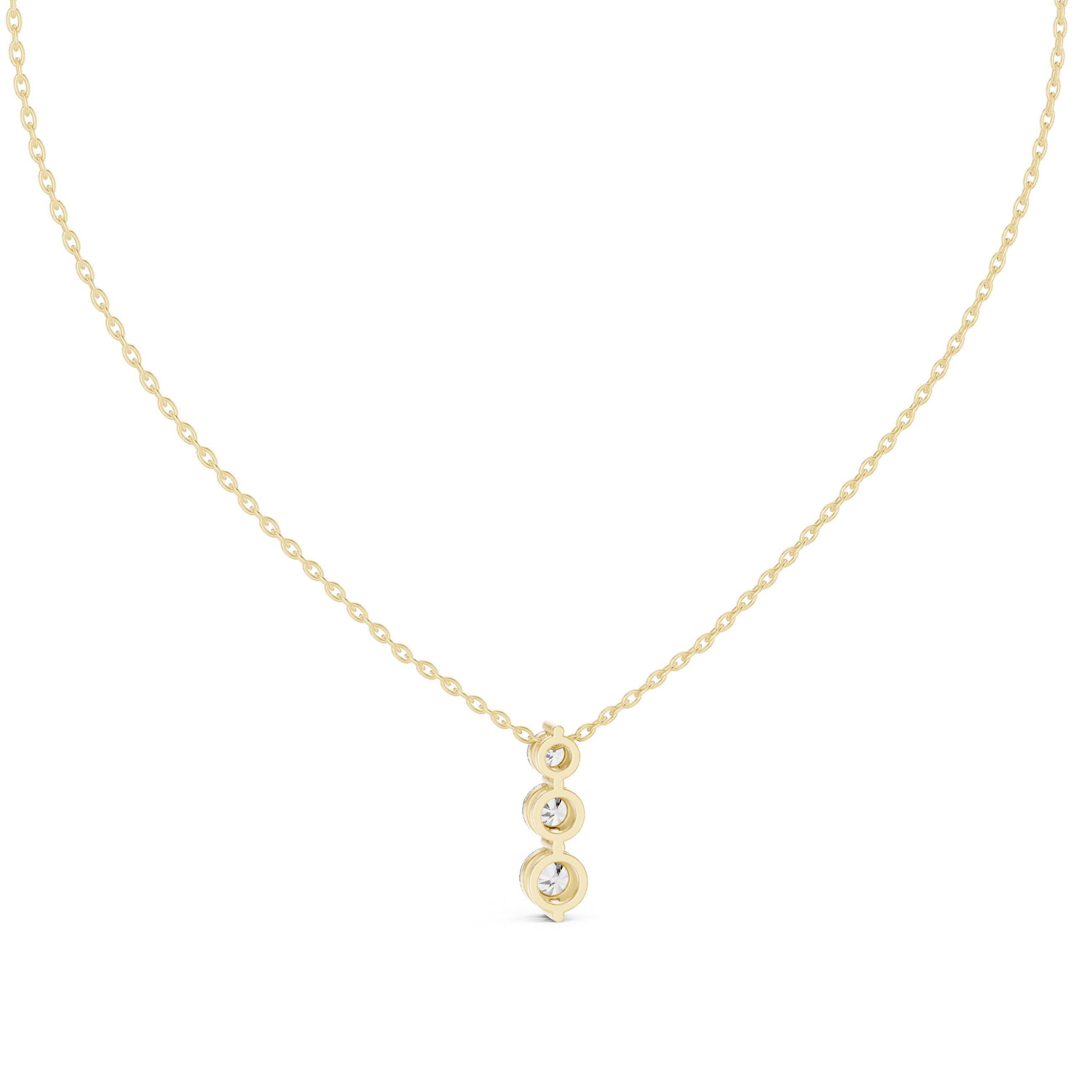 Elegant Trilogy Diamond Drop Necklace with Round Brilliant Stones