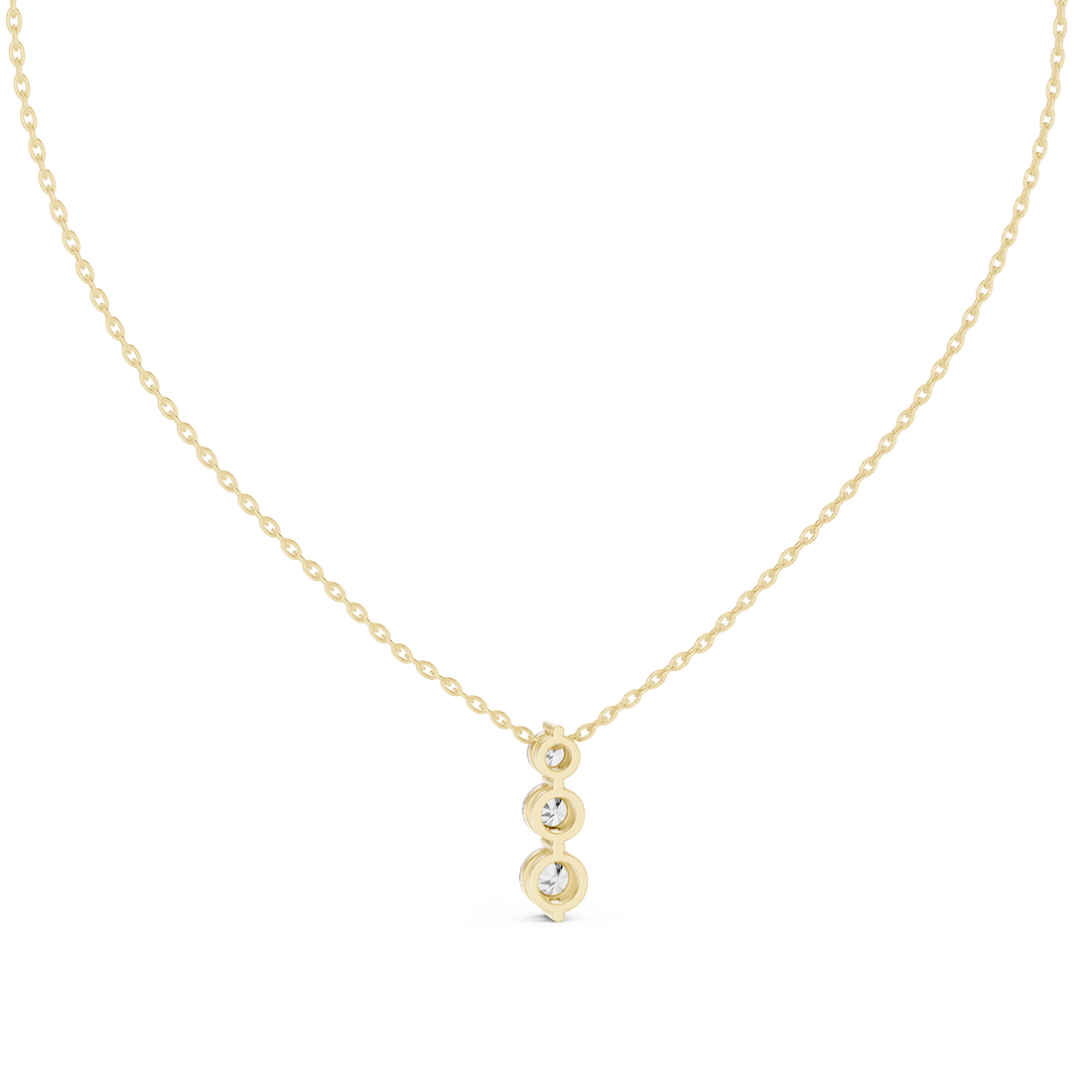 Elegant Trilogy Diamond Drop Necklace with Round Brilliant Stones