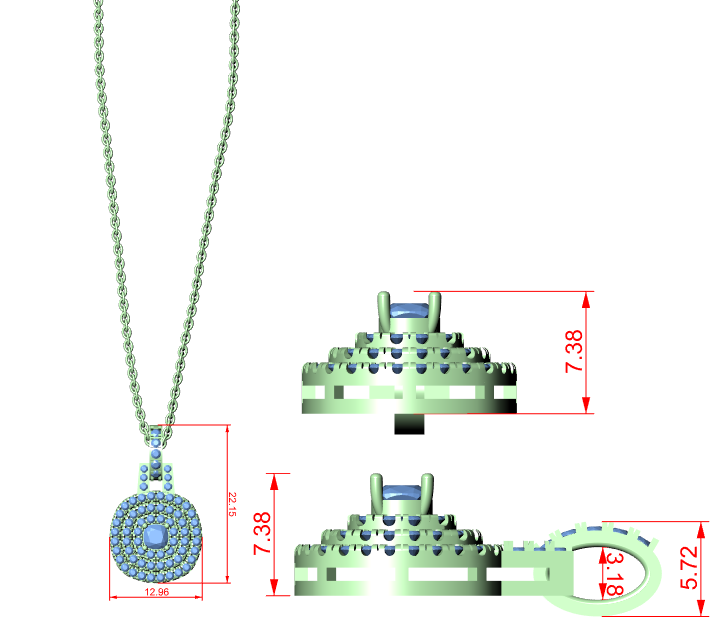 Multiple Halo Cushion Diamond Jewelry Pendant Gift for Women