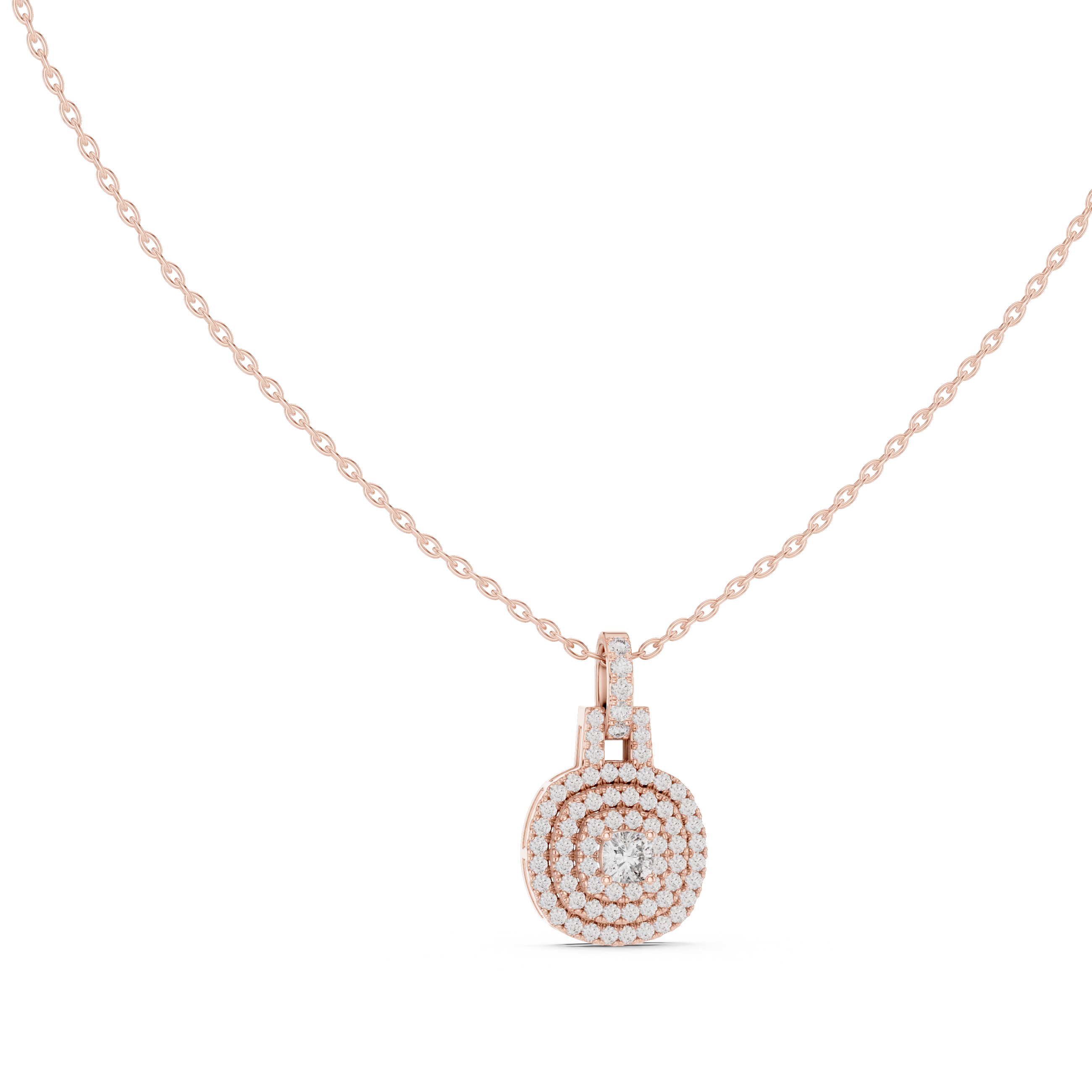 Multiple Halo Cushion Diamond Jewelry Pendant Gift for Women