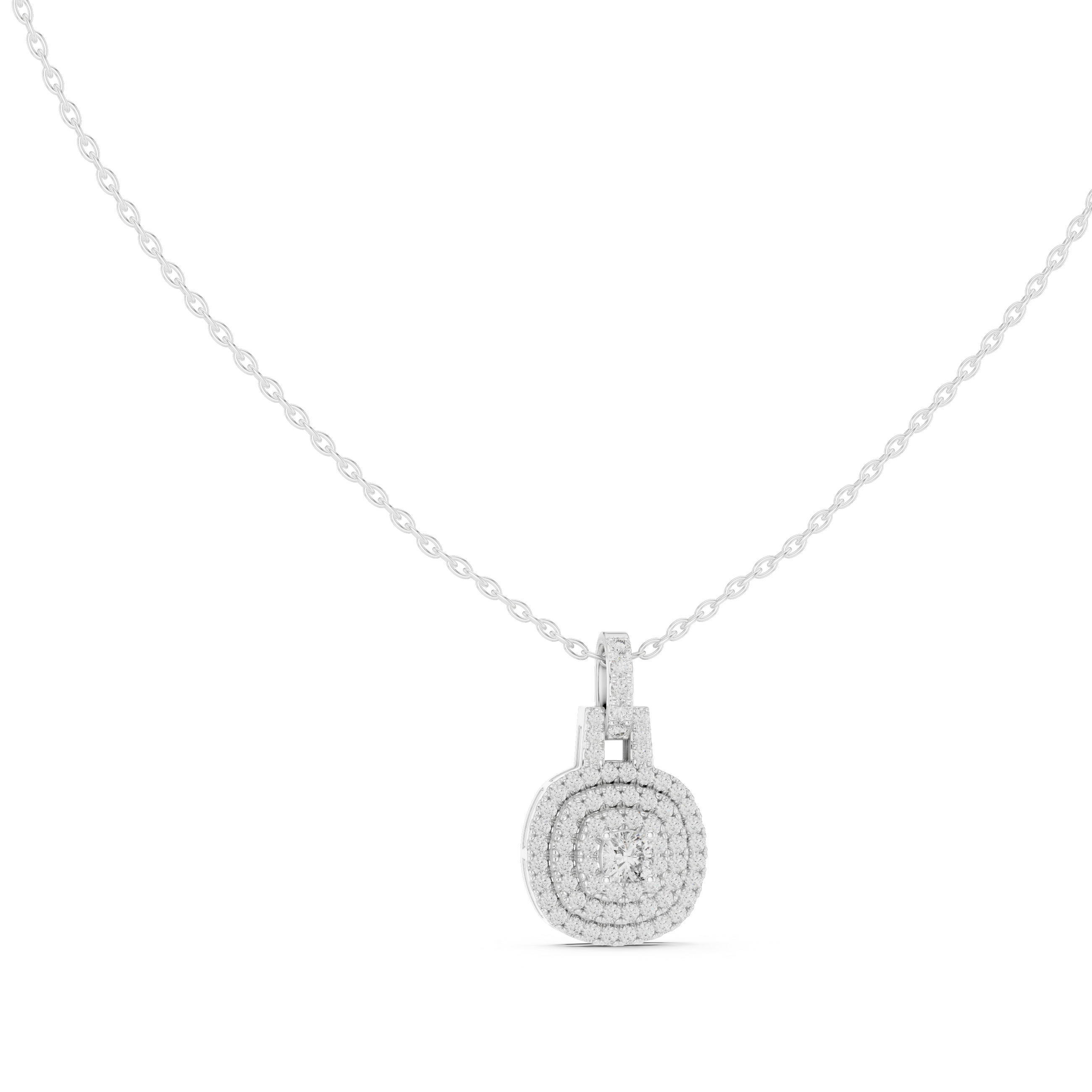 Multiple Halo Cushion Diamond Jewelry Pendant Gift for Women
