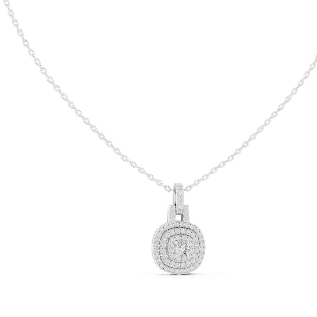 Multiple Halo Cushion Diamond Jewelry Pendant Gift for Women