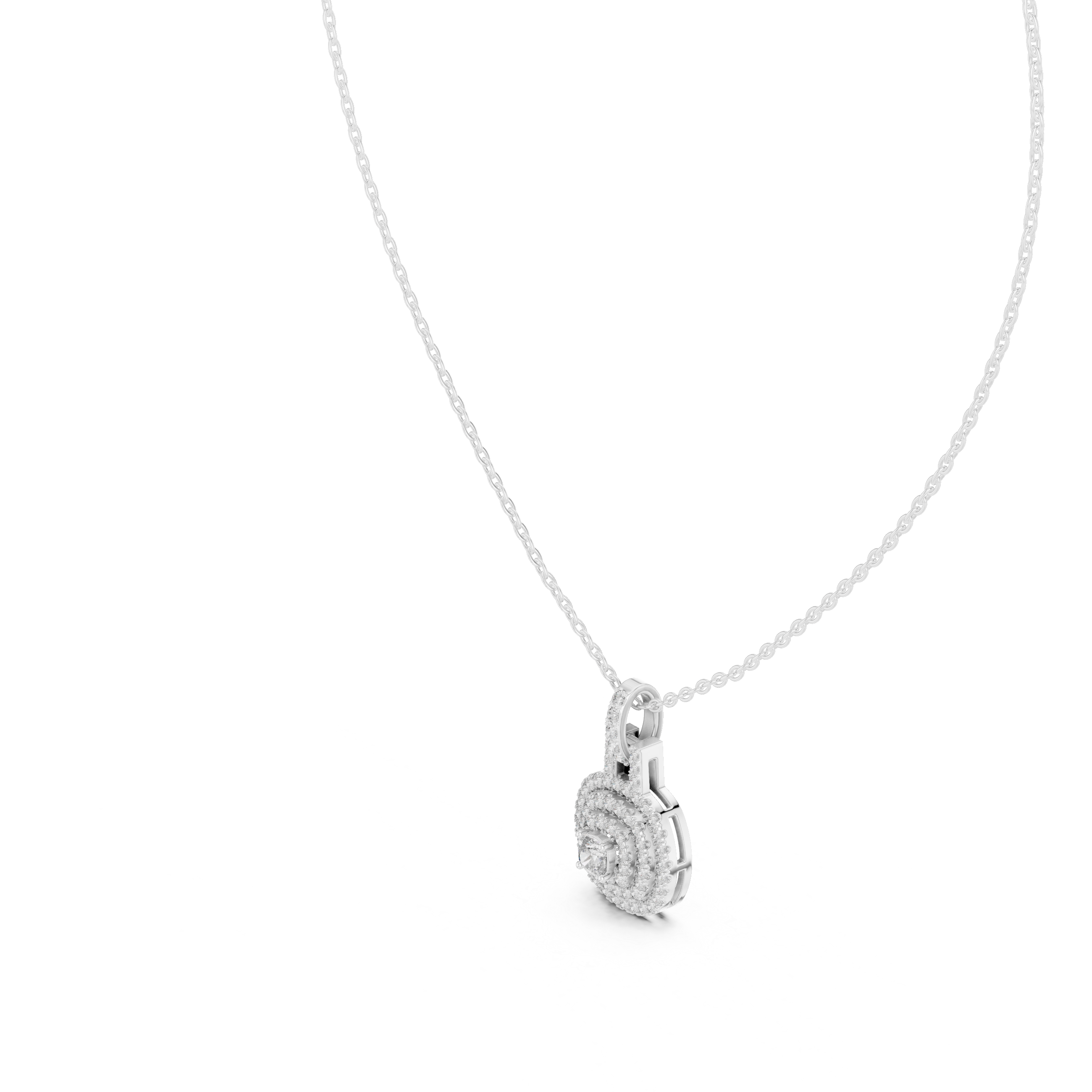 Multiple Halo Cushion Diamond Jewelry Pendant Gift for Women