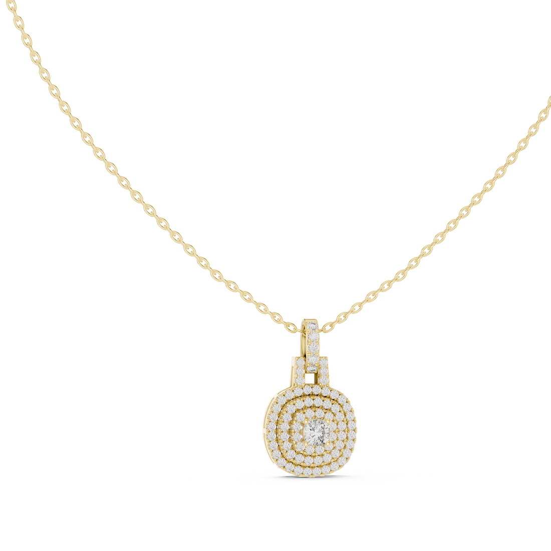 Multiple Halo Cushion Diamond Jewelry Pendant Gift for Women