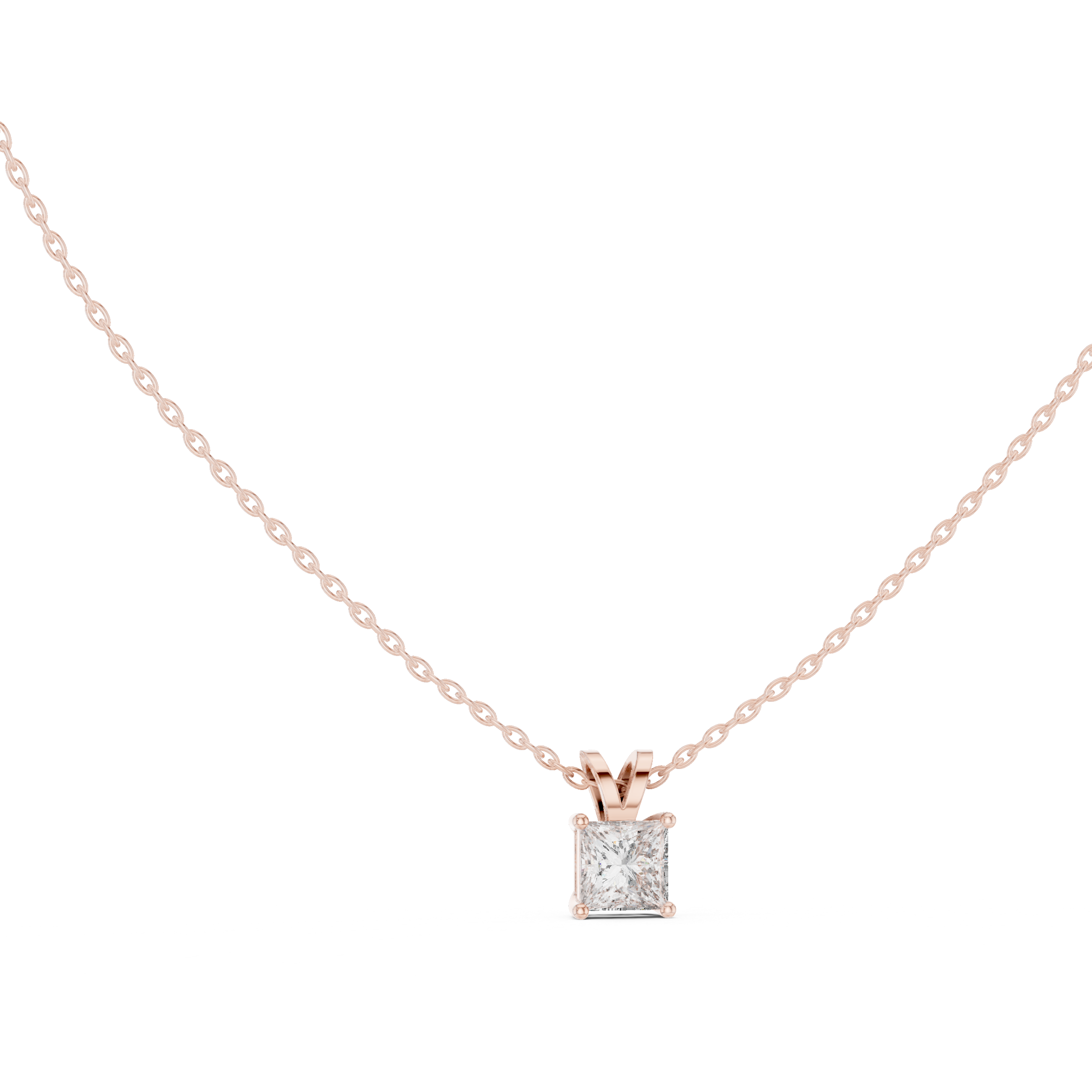 Minimalist Princess Cut Diamond Pendant Necklace | Elegant Fine Jewelry Gift