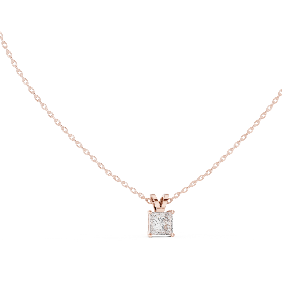 Minimalist Princess Cut Diamond Pendant Necklace | Elegant Fine Jewelry Gift