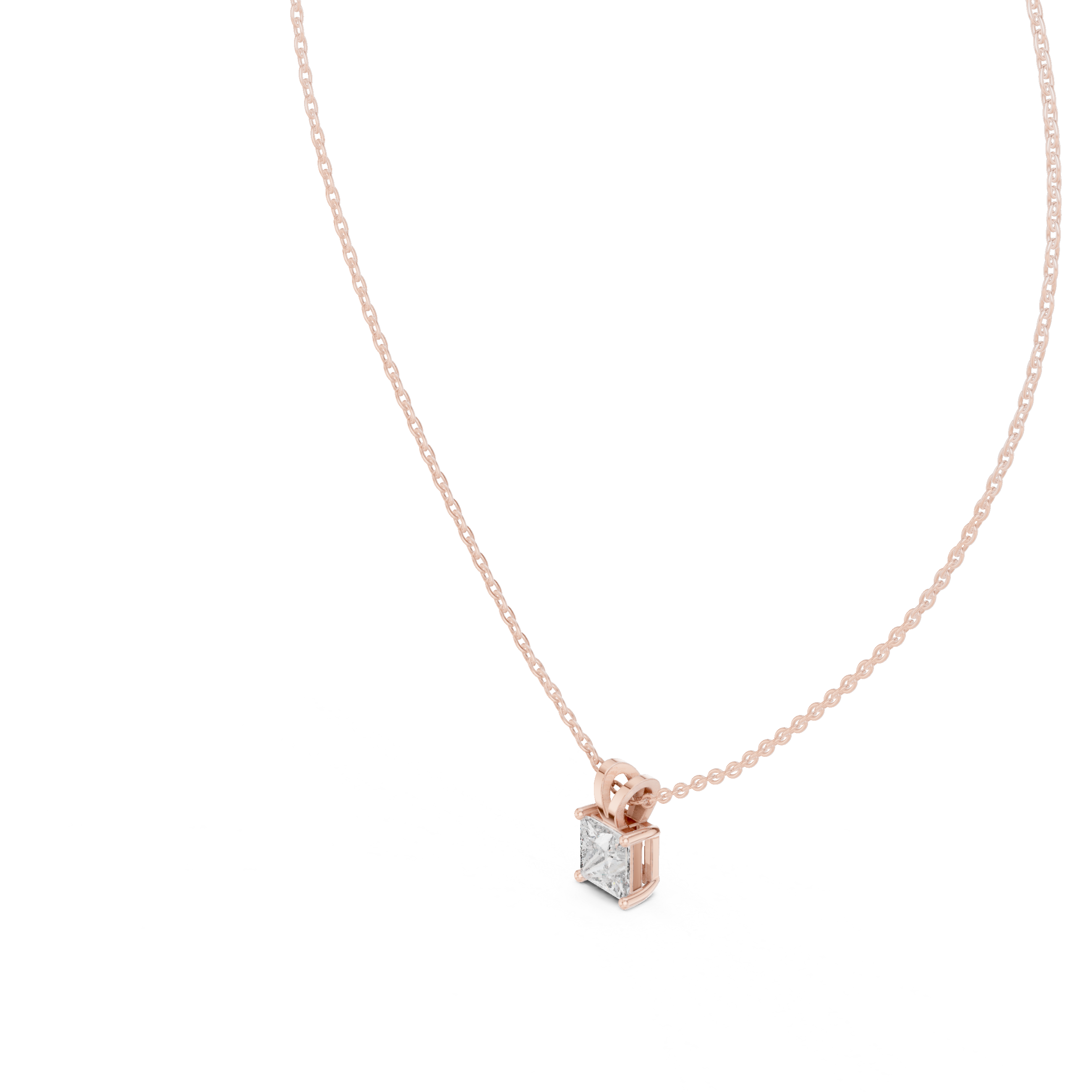Minimalist Princess Cut Diamond Pendant Necklace | Elegant Fine Jewelry Gift