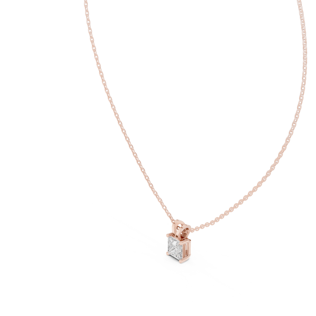 Minimalist Princess Cut Diamond Pendant Necklace | Elegant Fine Jewelry Gift