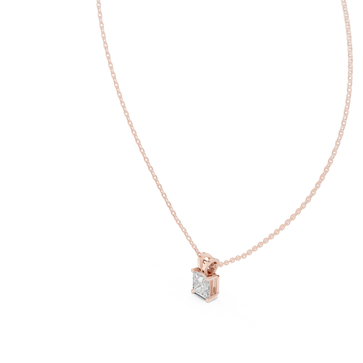 Minimalist Princess Cut Diamond Pendant Necklace | Elegant Fine Jewelry Gift