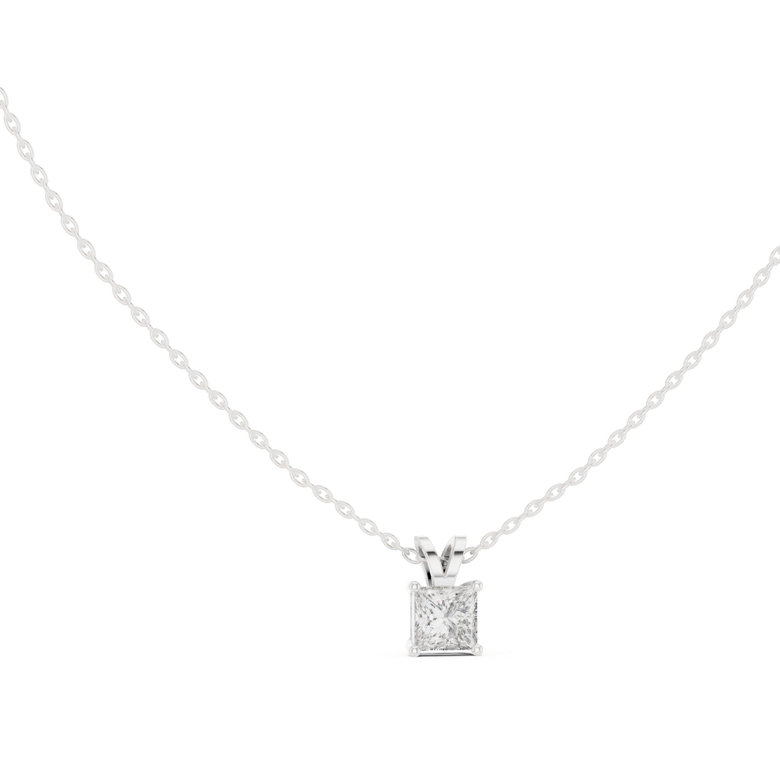Minimalist Princess Cut Diamond Pendant Necklace | Elegant Fine Jewelry Gift