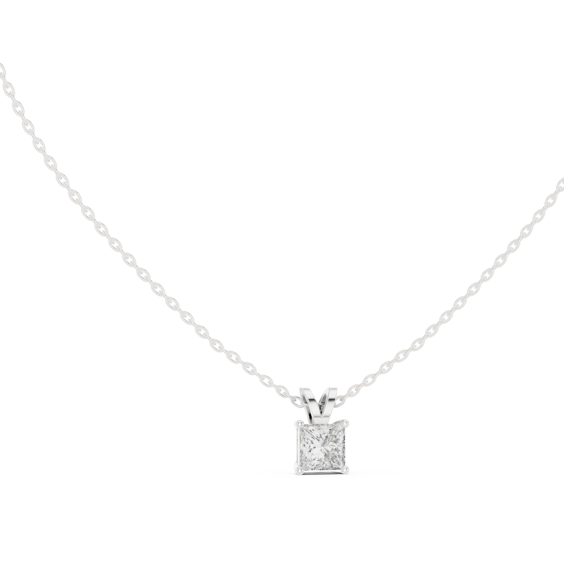 Minimalist Princess Cut Diamond Pendant Necklace | Elegant Fine Jewelry Gift