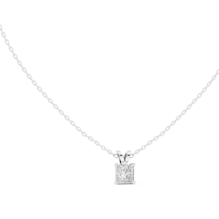 Minimalist Princess Cut Diamond Pendant Necklace | Elegant Fine Jewelry Gift