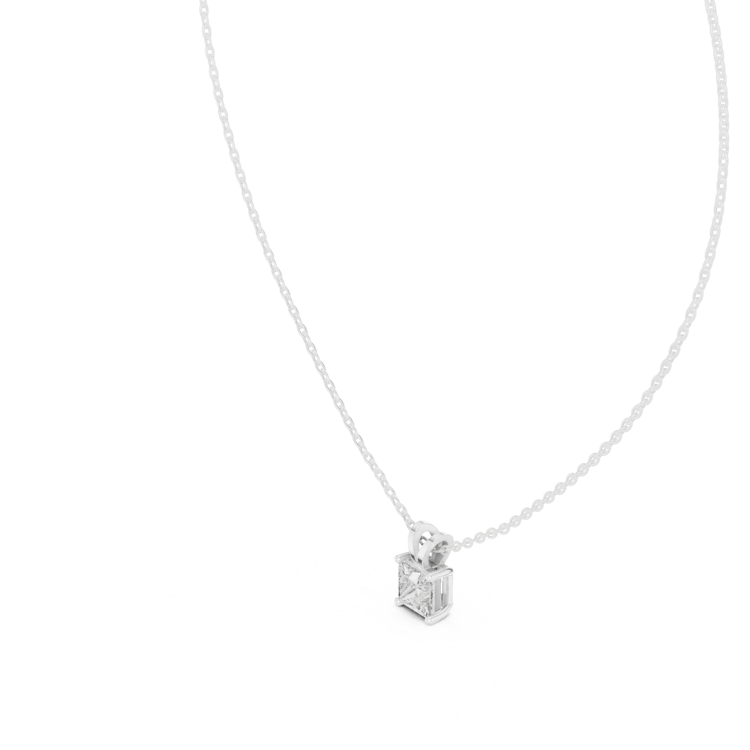 Minimalist Princess Cut Diamond Pendant Necklace | Elegant Fine Jewelry Gift