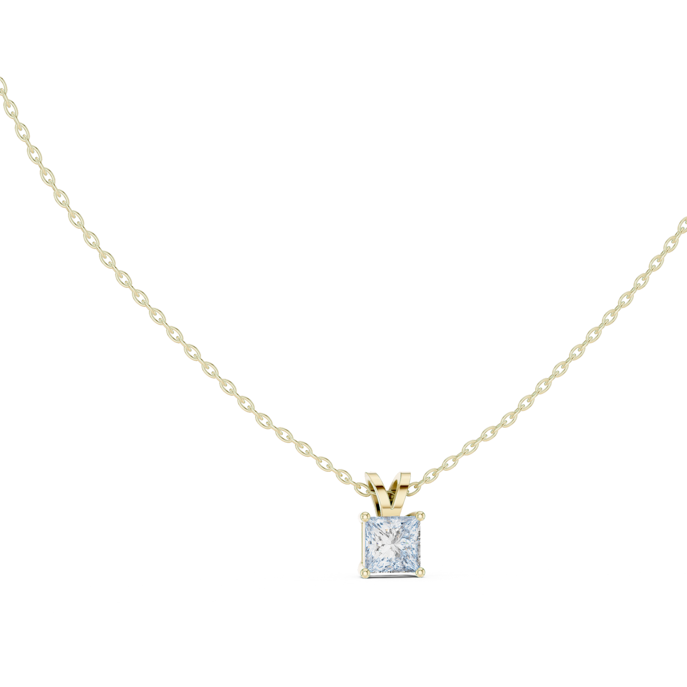 Minimalist Princess Cut Diamond Pendant Necklace | Elegant Fine Jewelry Gift
