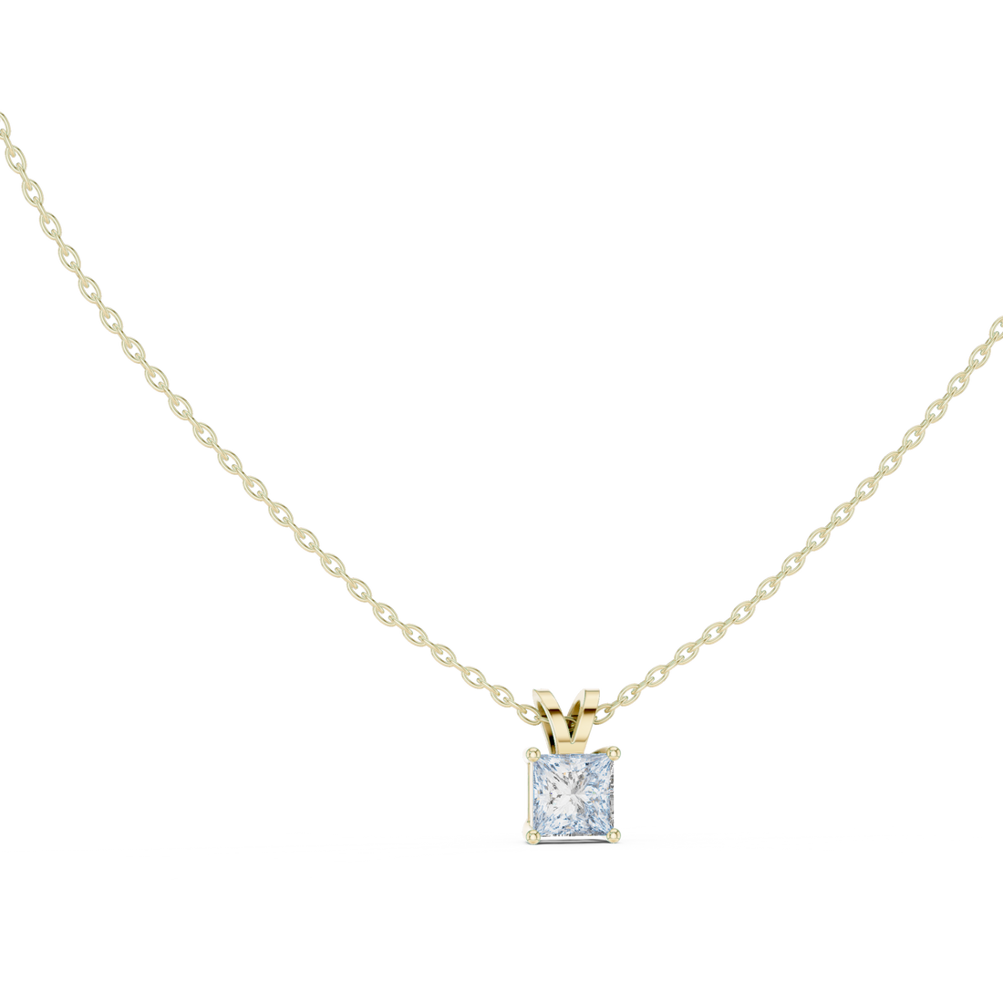Minimalist Princess Cut Diamond Pendant Necklace | Elegant Fine Jewelry Gift