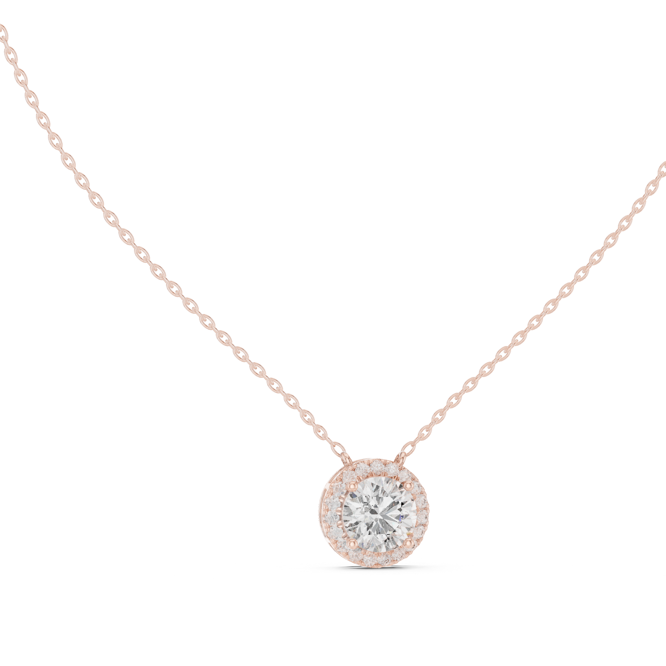 Daily Wear Chic Round Cut Halo Pendant Necklace