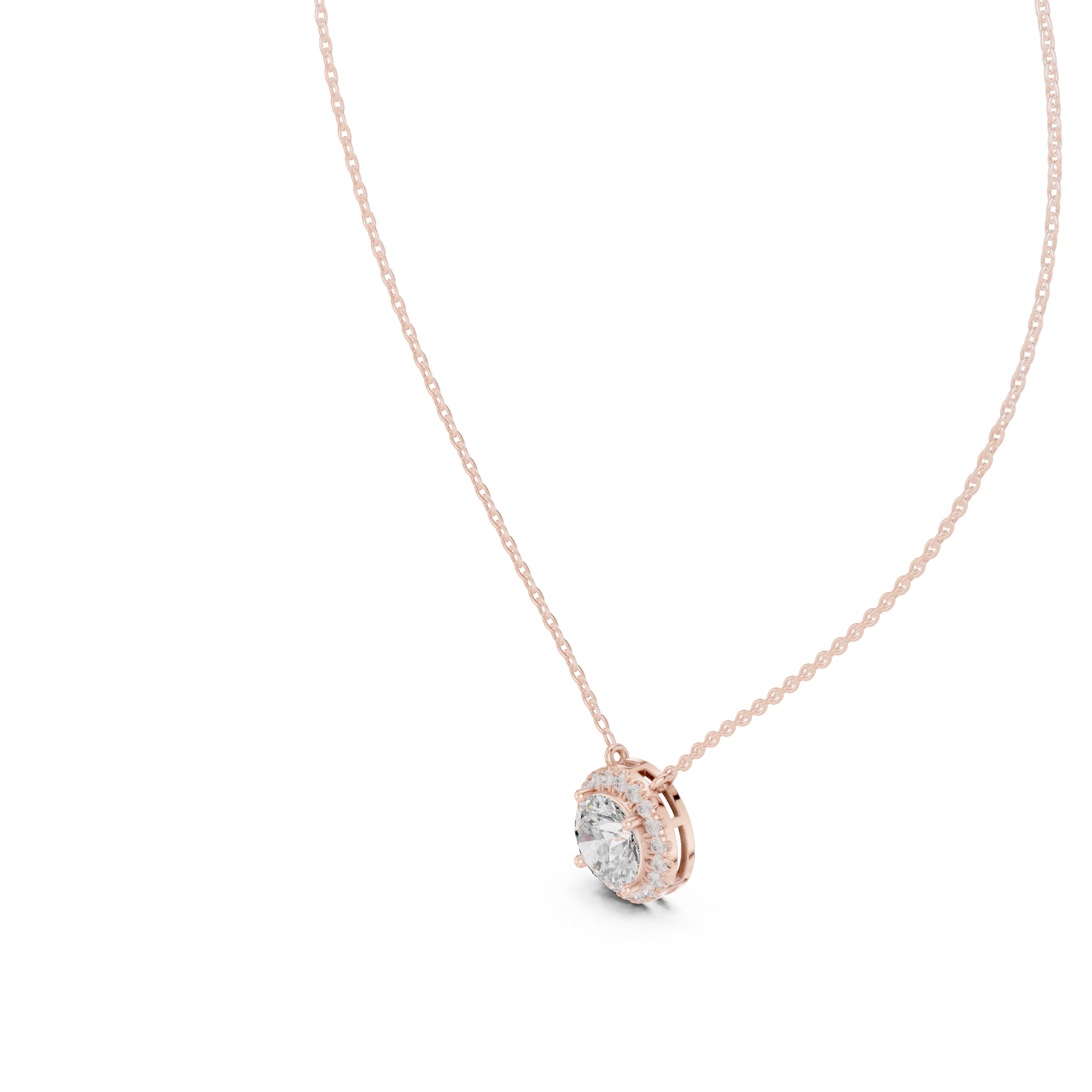 Daily Wear Chic Round Cut Halo Pendant Necklace
