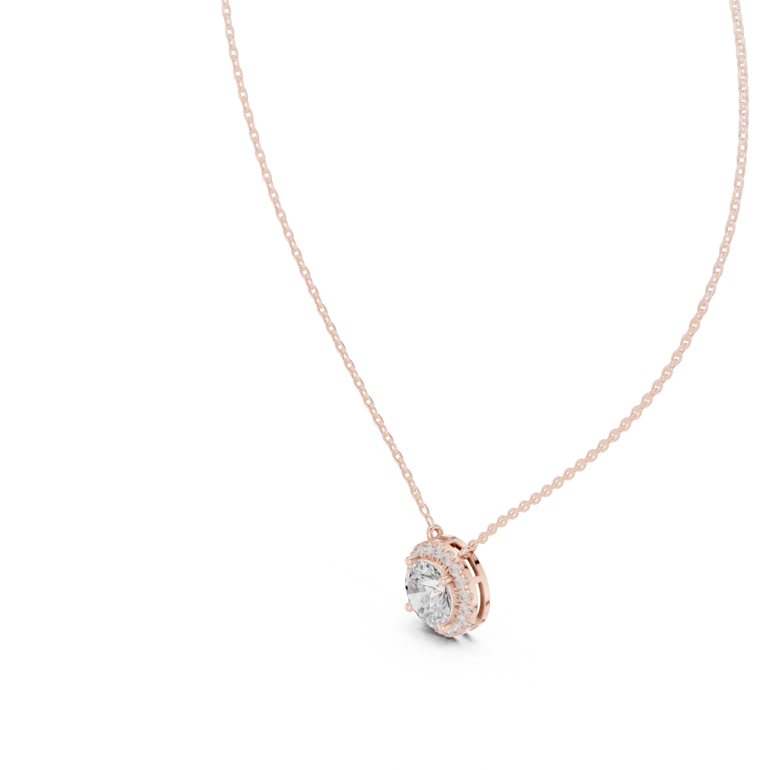Daily Wear Chic Round Cut Halo Pendant Necklace