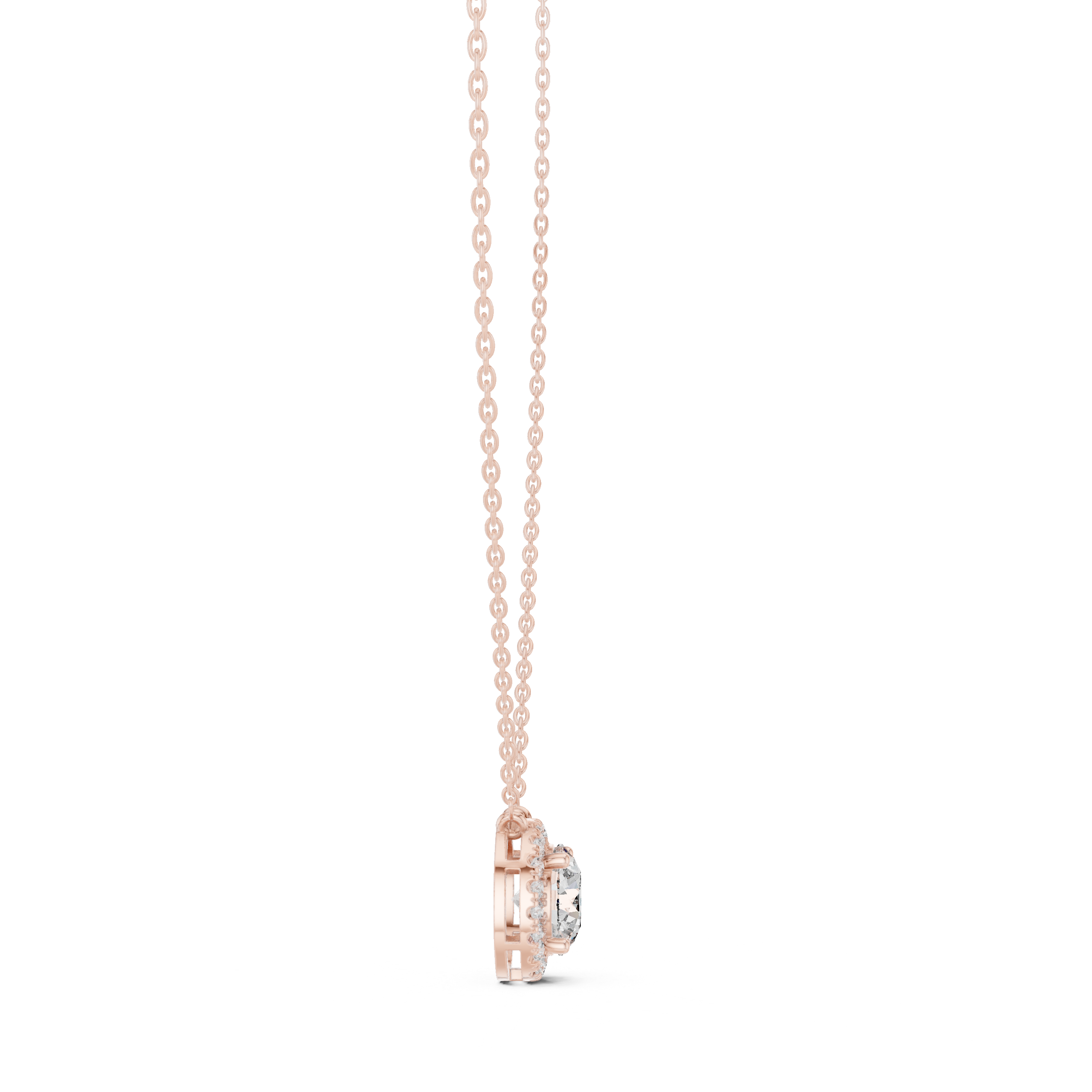 Daily Wear Chic Round Cut Halo Pendant Necklace