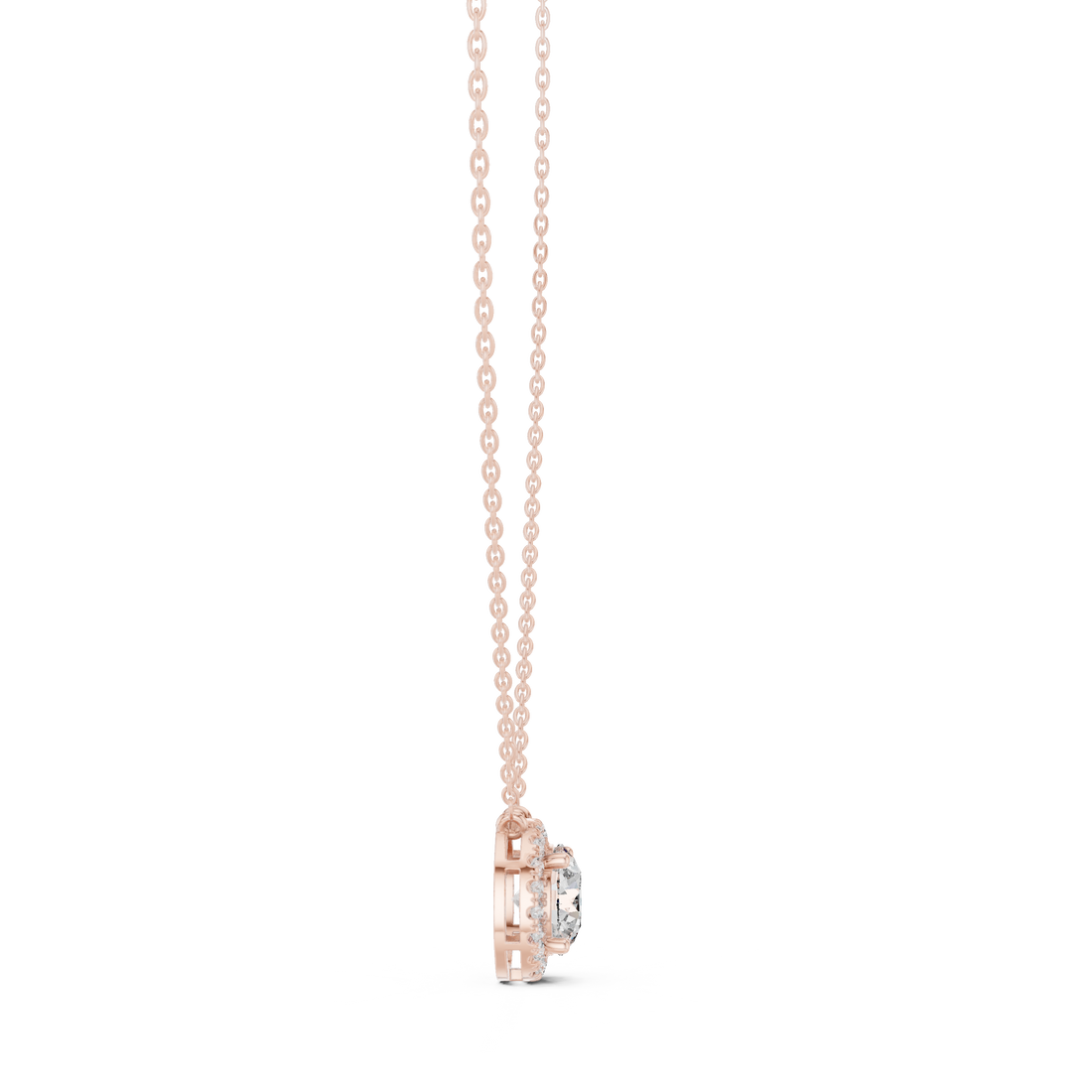 Daily Wear Chic Round Cut Halo Pendant Necklace