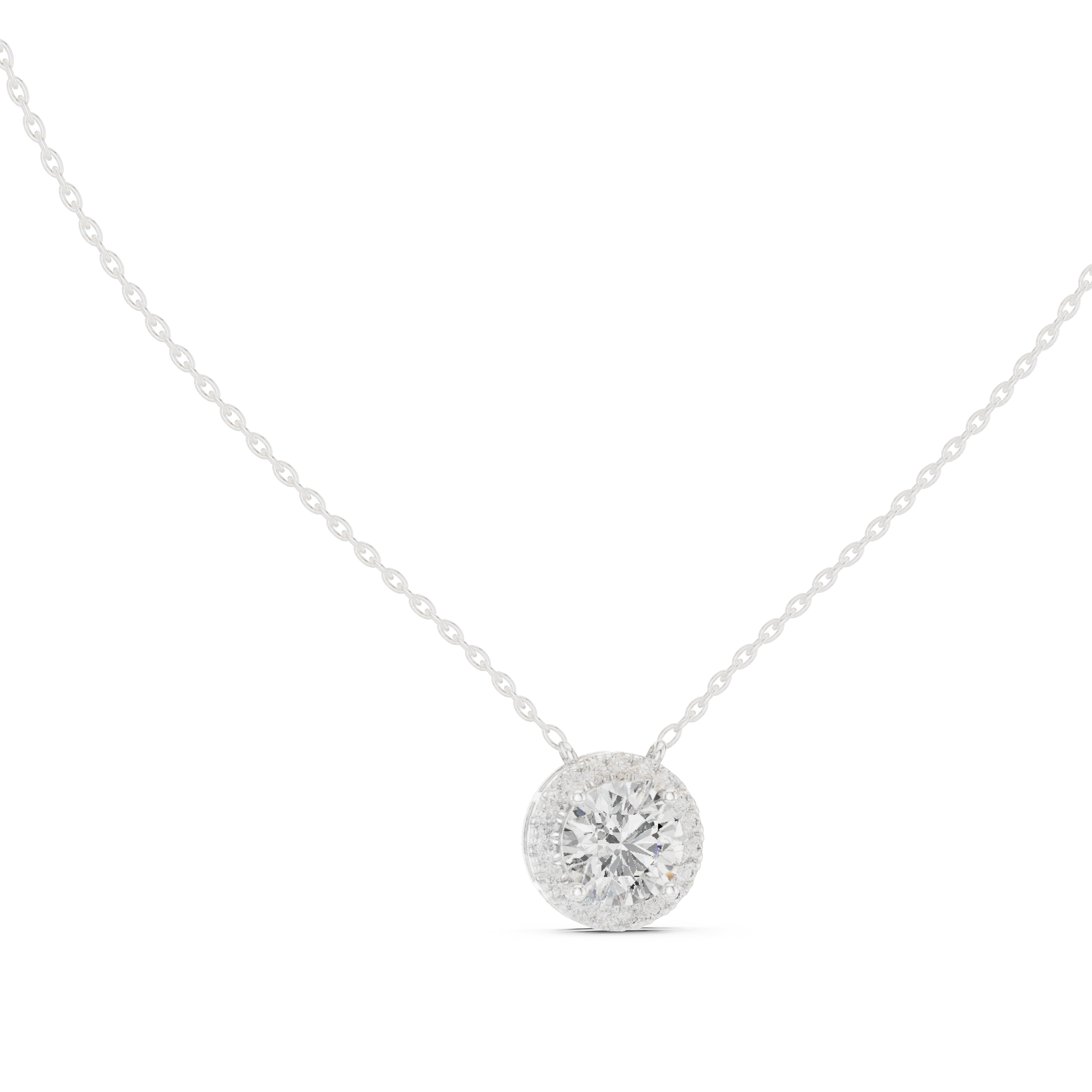 Daily Wear Chic Round Cut Halo Pendant Necklace