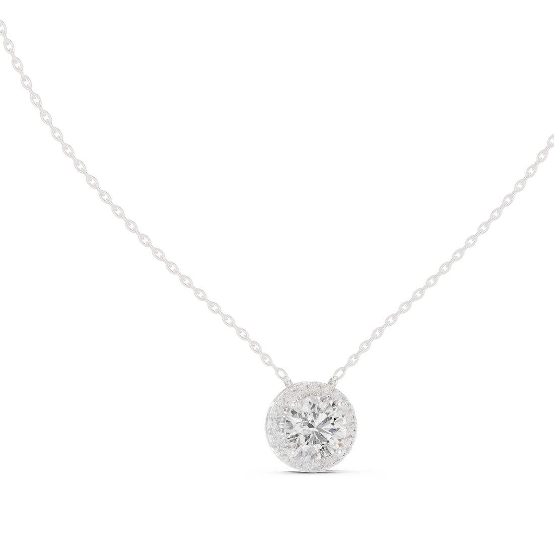 Daily Wear Chic Round Cut Halo Pendant Necklace