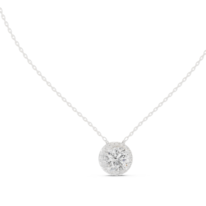 Daily Wear Chic Round Cut Halo Pendant Necklace