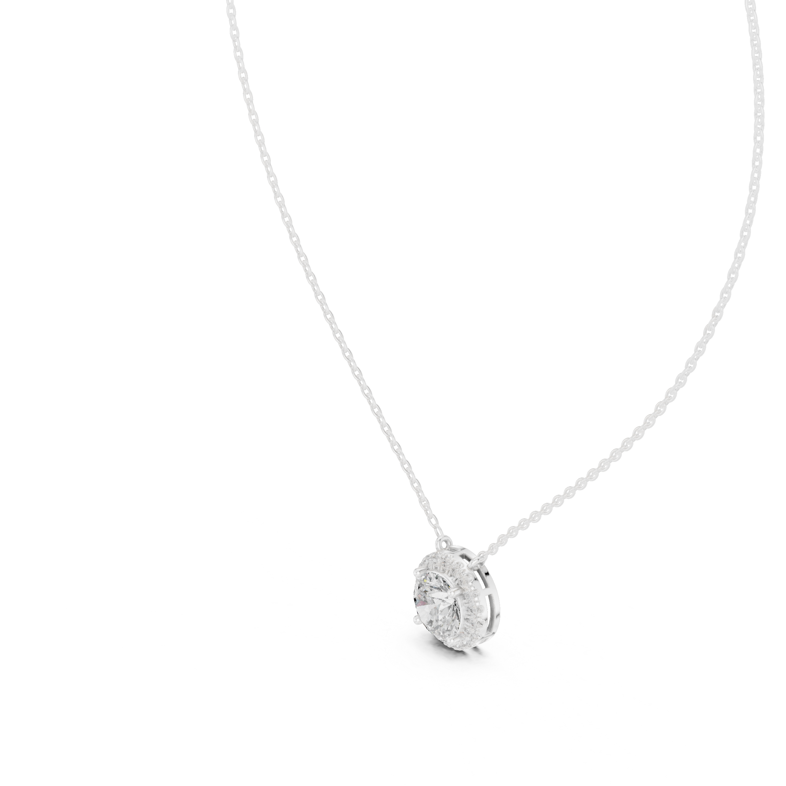 Daily Wear Chic Round Cut Halo Pendant Necklace
