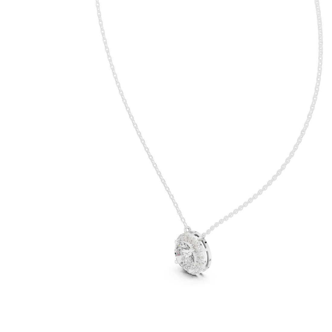 Daily Wear Chic Round Cut Halo Pendant Necklace