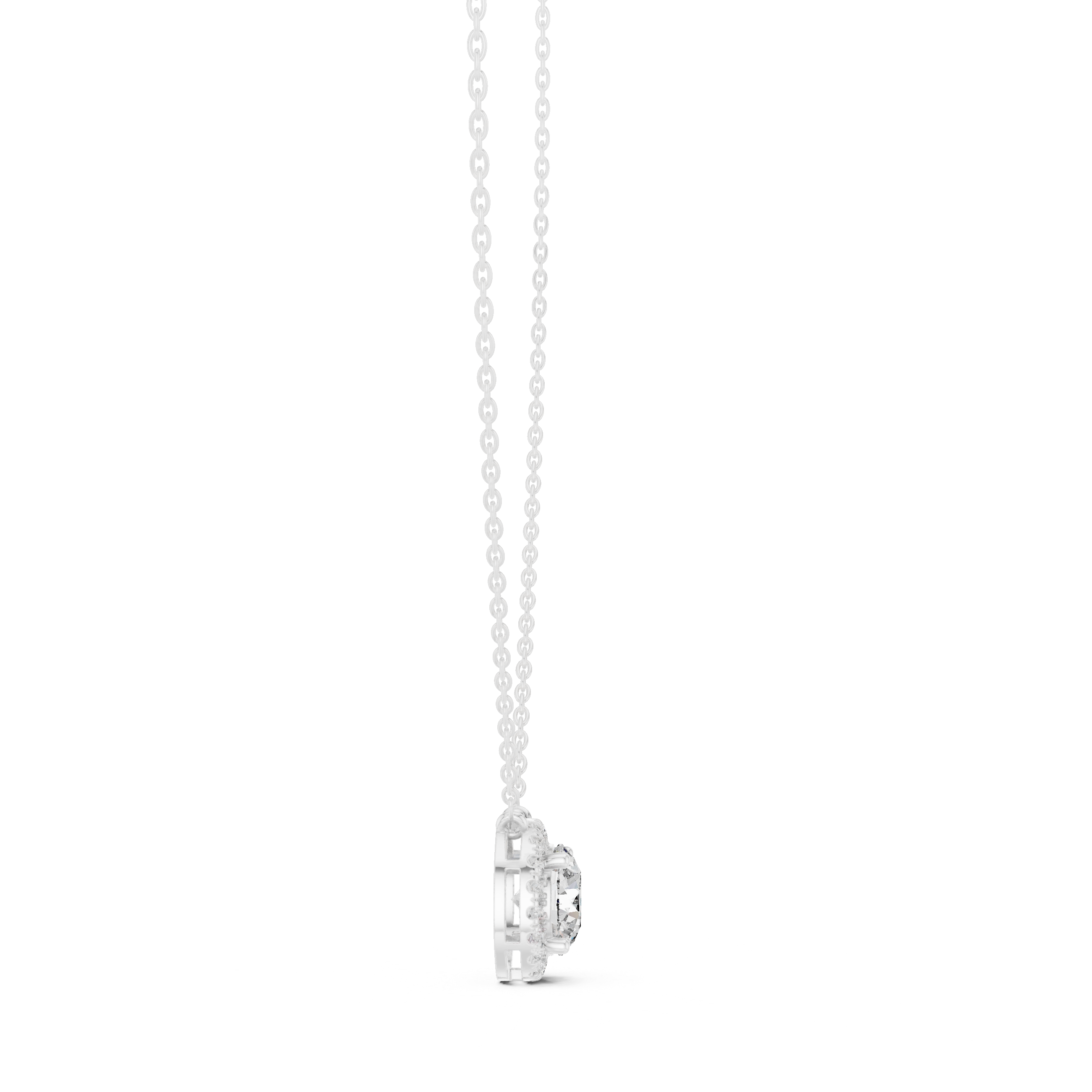 Daily Wear Chic Round Cut Halo Pendant Necklace