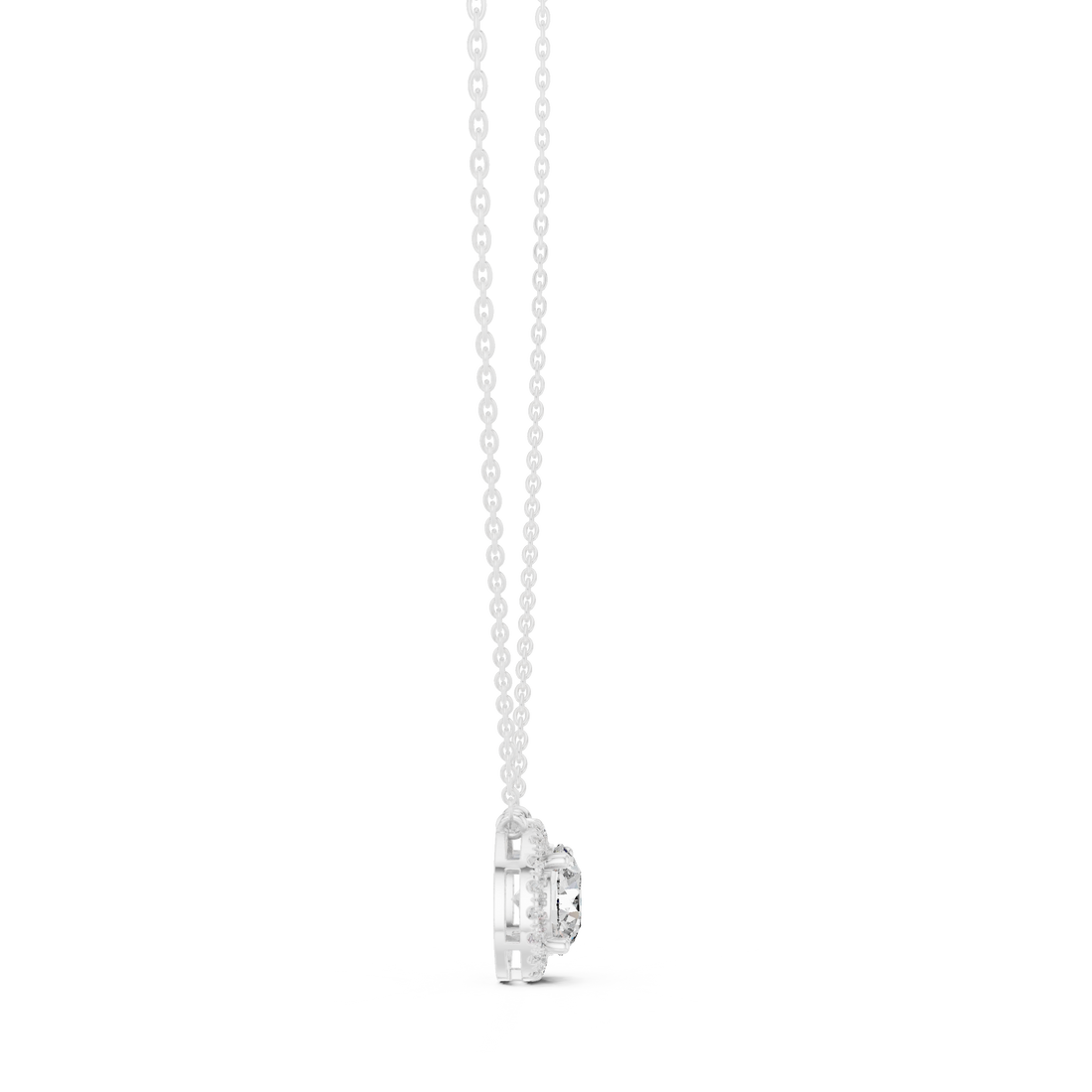 Daily Wear Chic Round Cut Halo Pendant Necklace