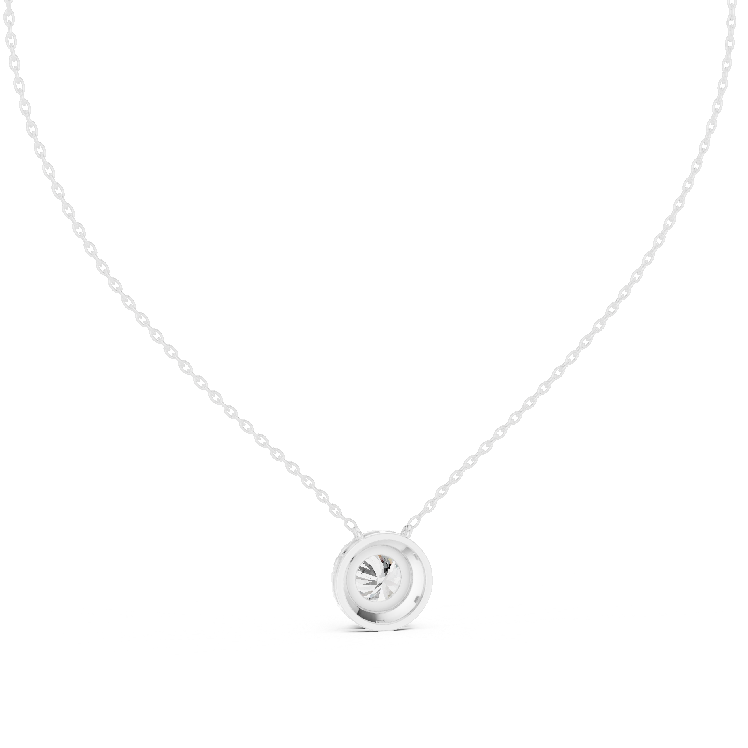 Daily Wear Chic Round Cut Halo Pendant Necklace