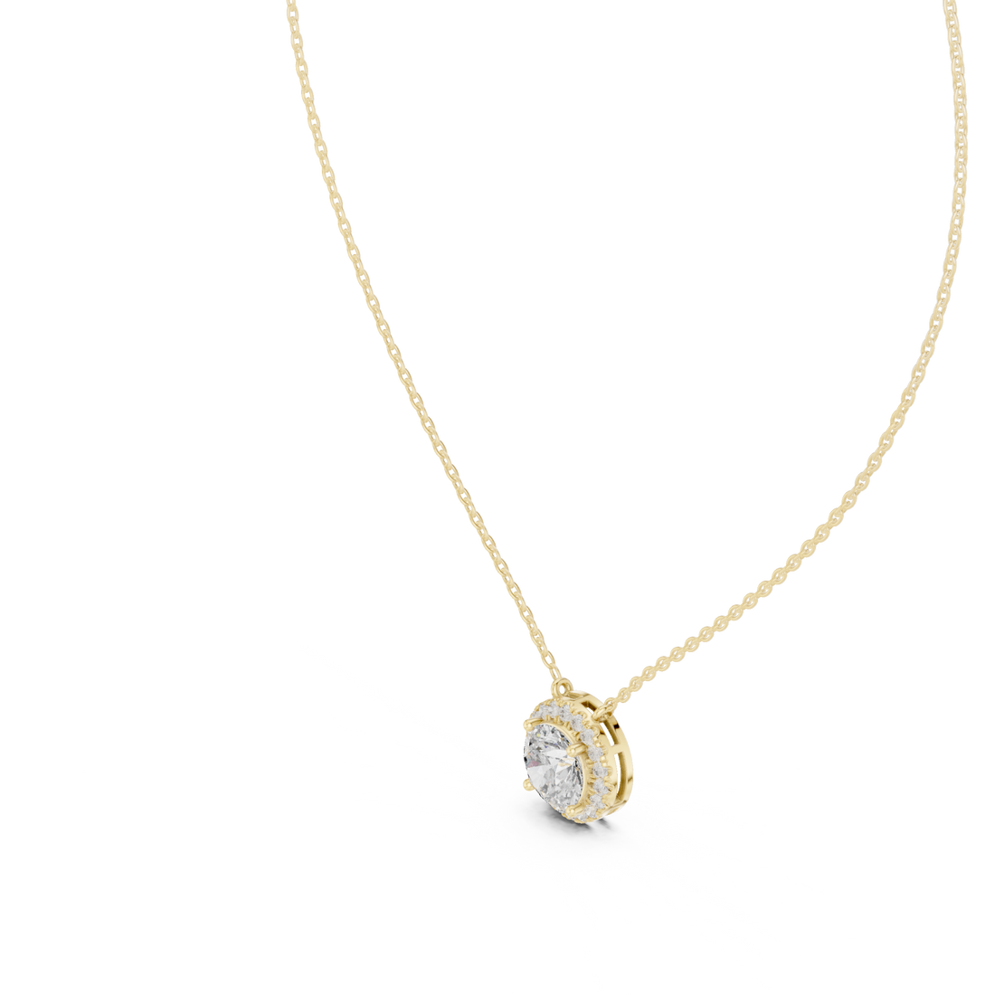 Daily Wear Chic Round Cut Halo Pendant Necklace