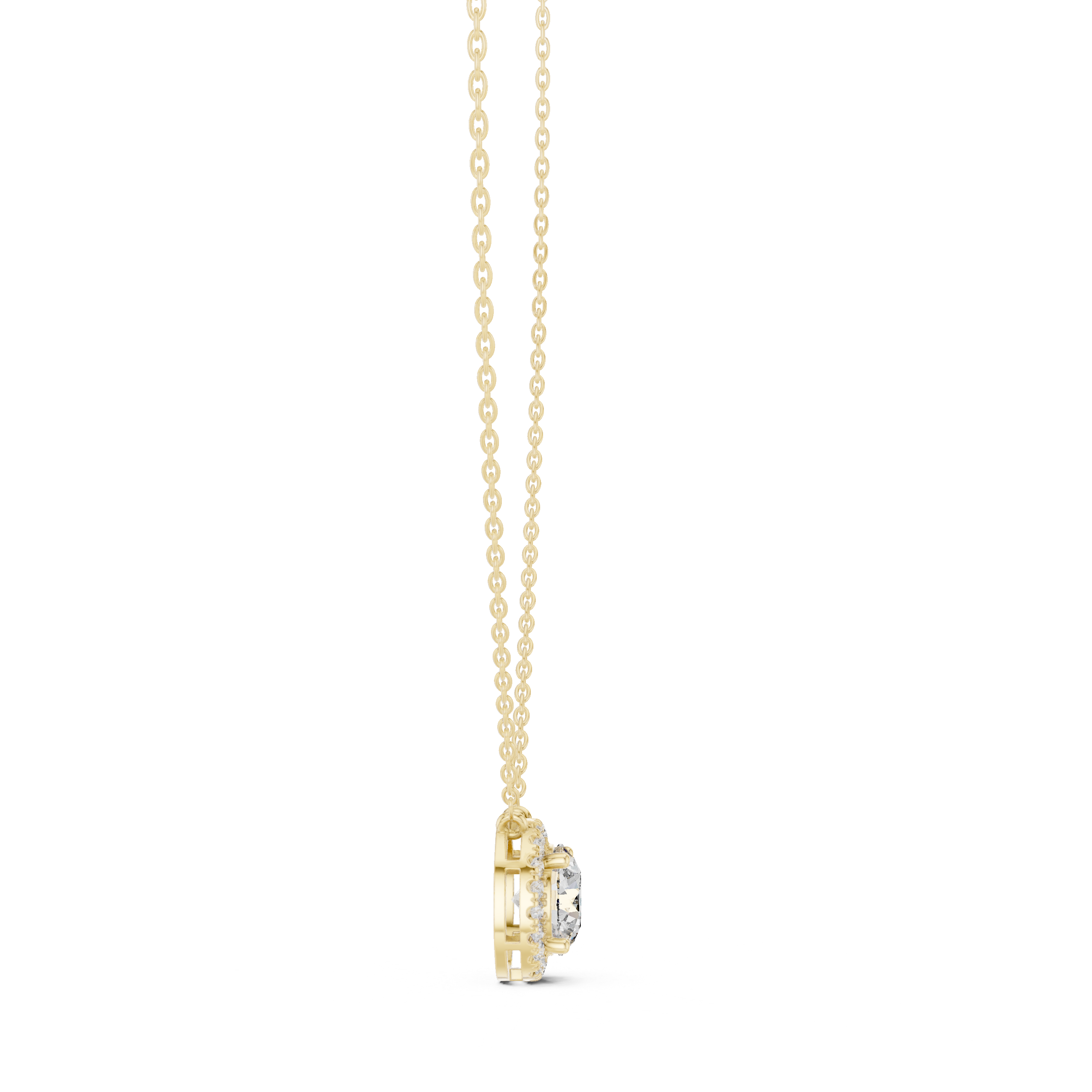 Daily Wear Chic Round Cut Halo Pendant Necklace